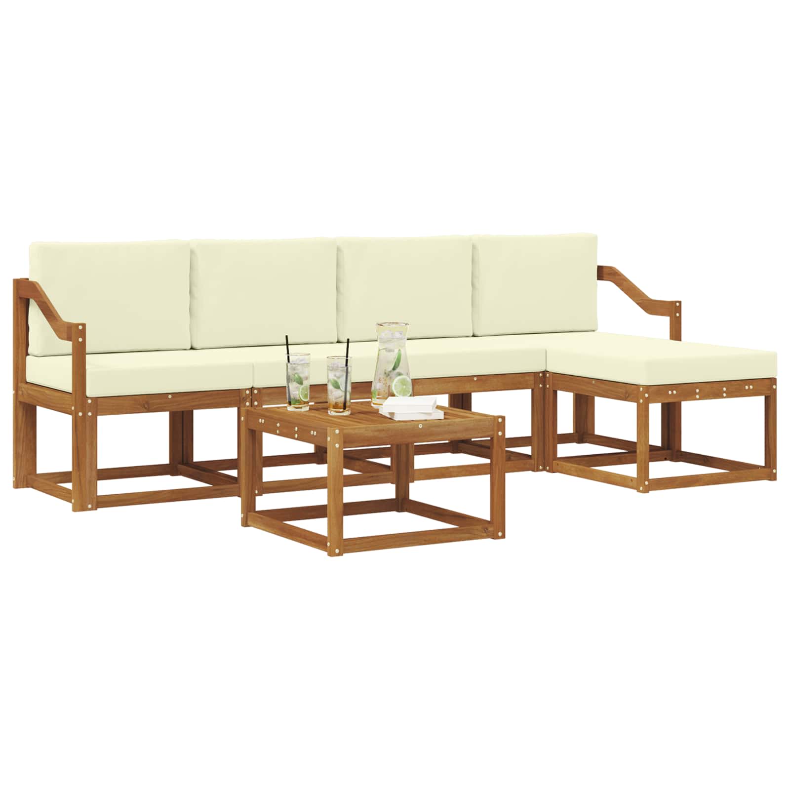 Outdoor-Sofagarnitur 6 stk. Natur und Creme