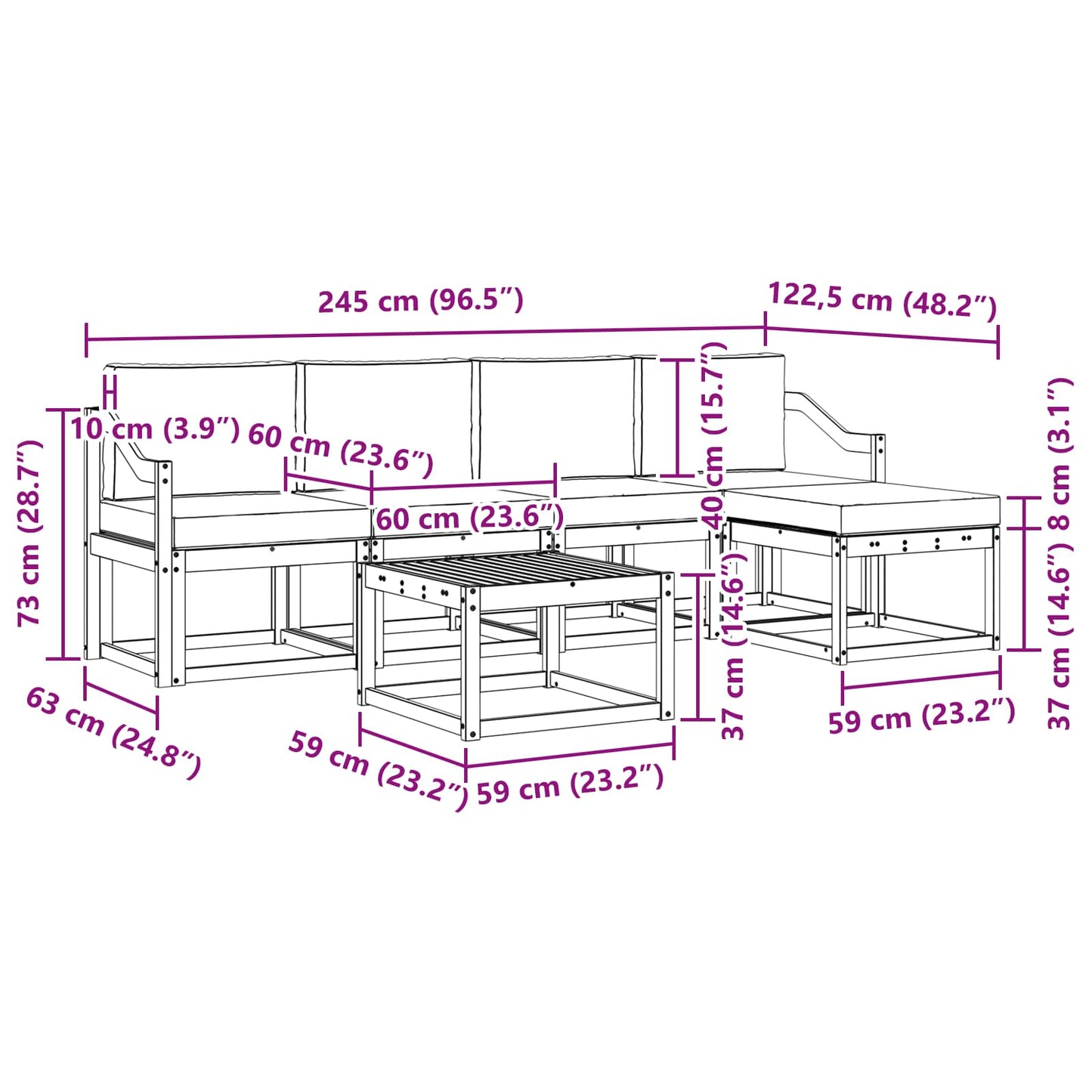 Outdoor-Sofagarnitur 6 stk. Natur und Creme
