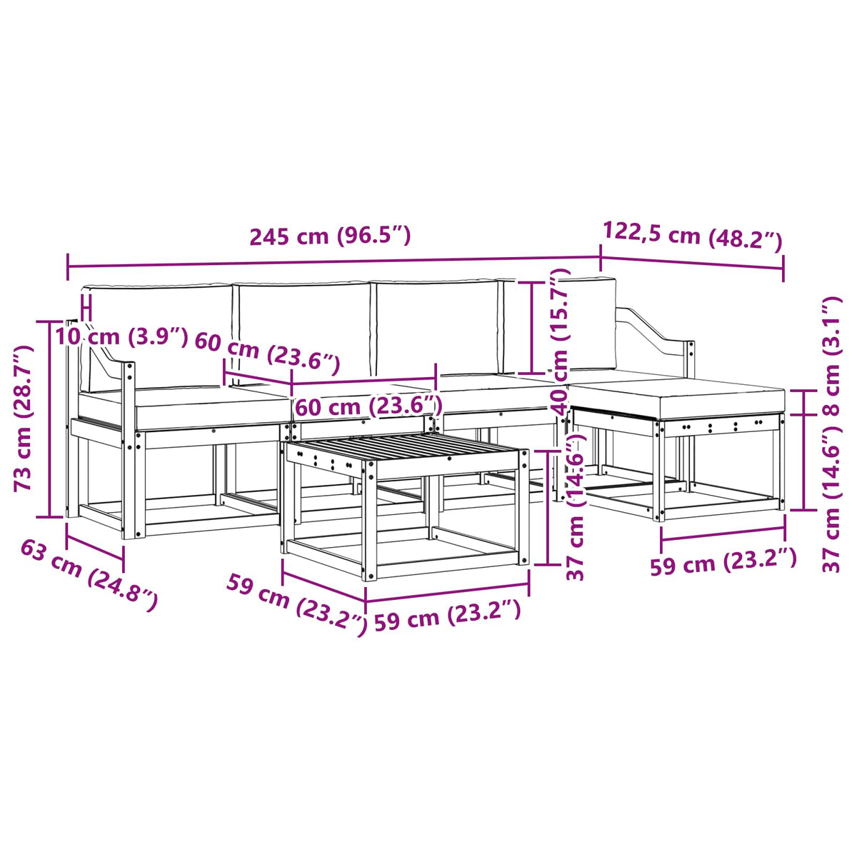 Outdoor-Sofagarnitur 6 stk. Natur und Anthrazit