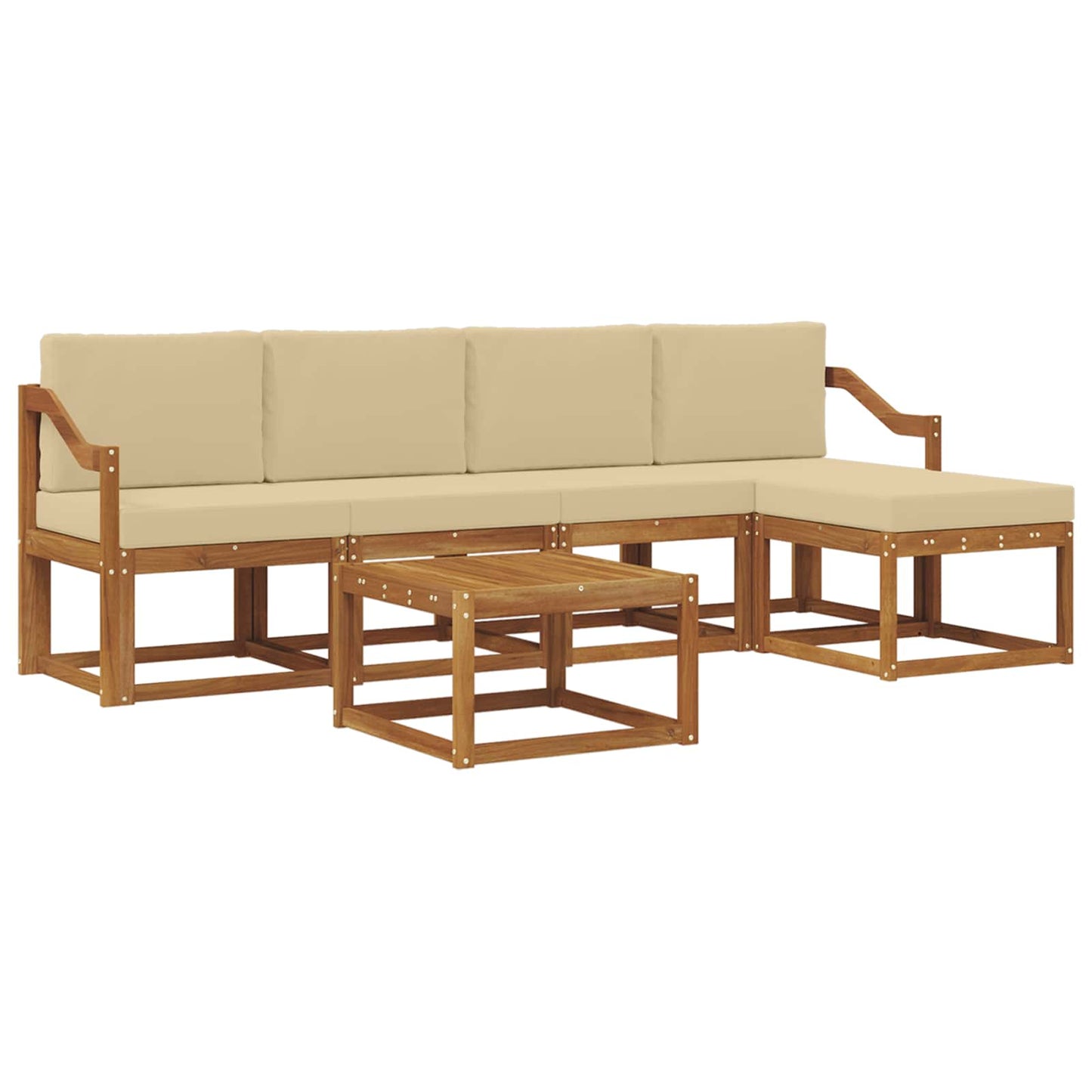 Outdoor-Sofagarnitur mit Kissen 6 pcs Natur und Beige