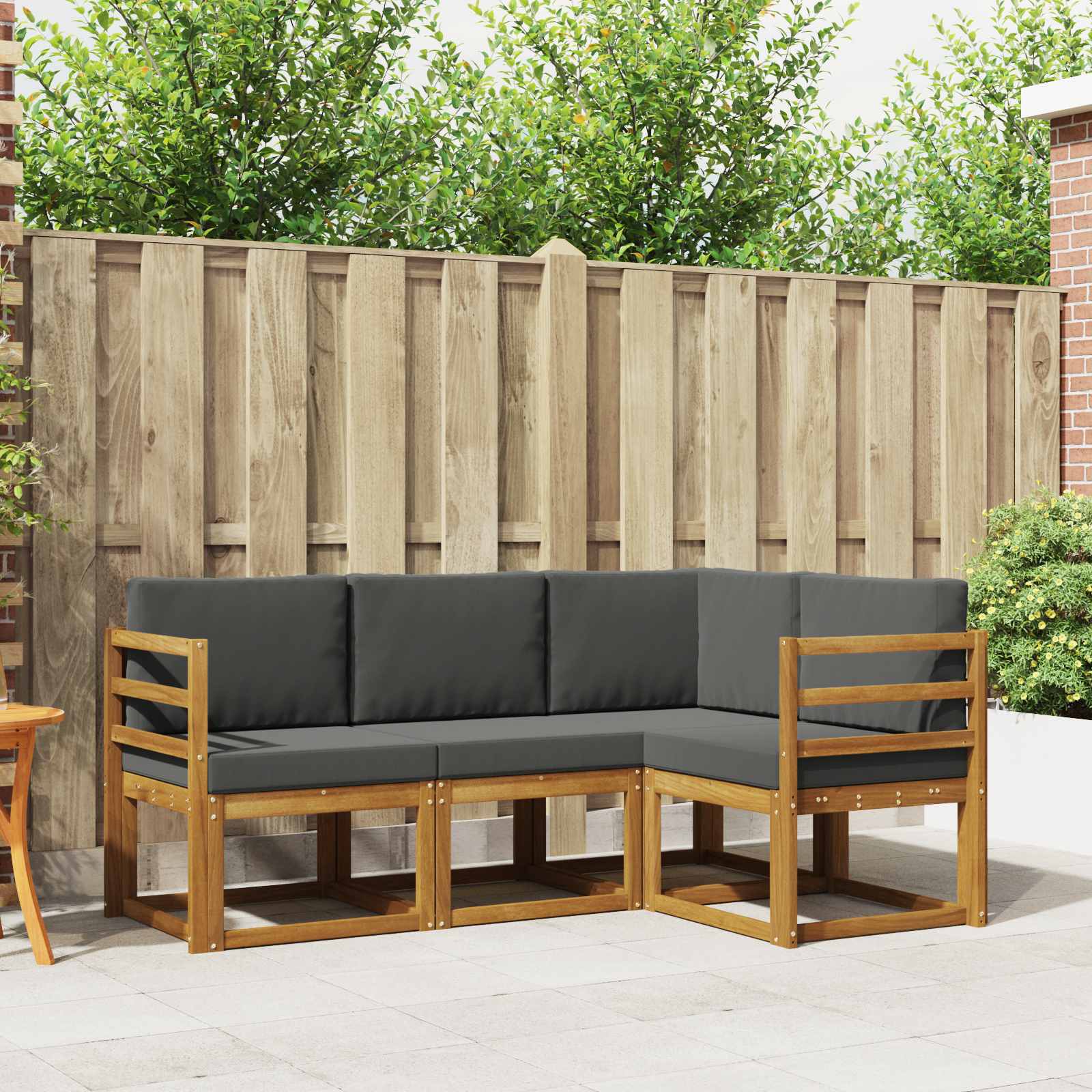 Outdoor-Sofagarnitur 4 stk. Natur und Anthrazit