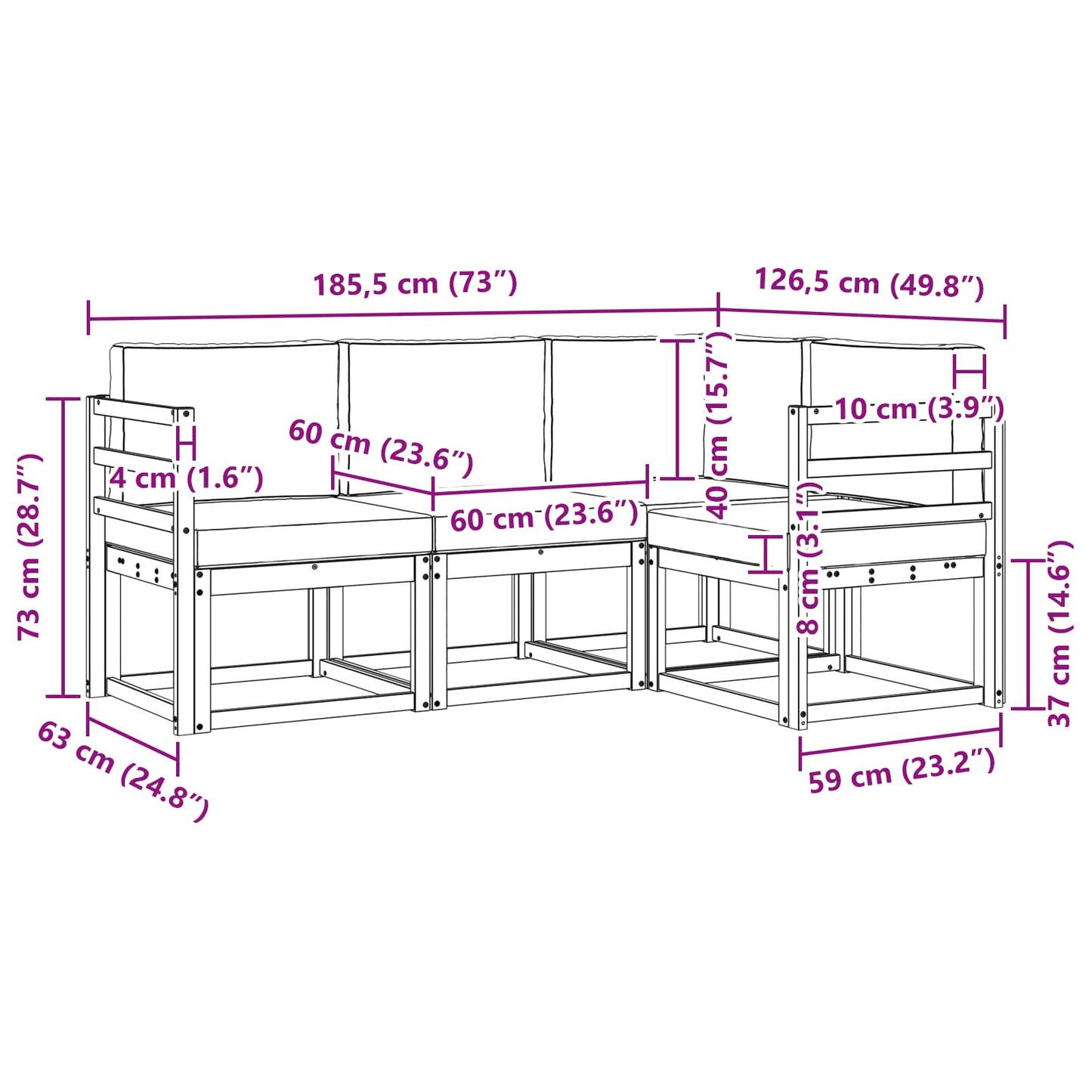 Outdoor-Sofagarnitur 4 stk. Natur und Anthrazit