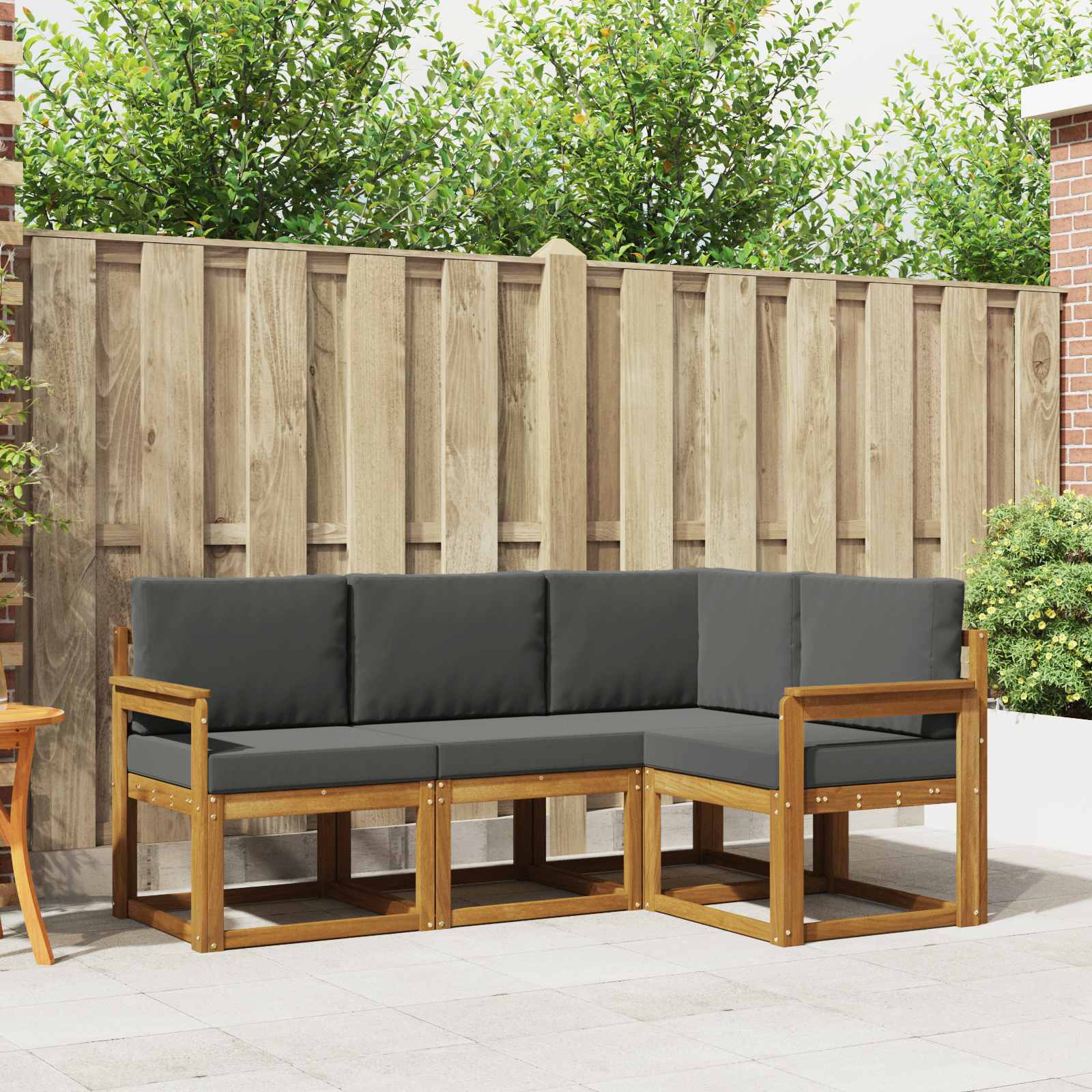 Outdoor-Sofagarnitur 4 stk. Natur und Anthrazit