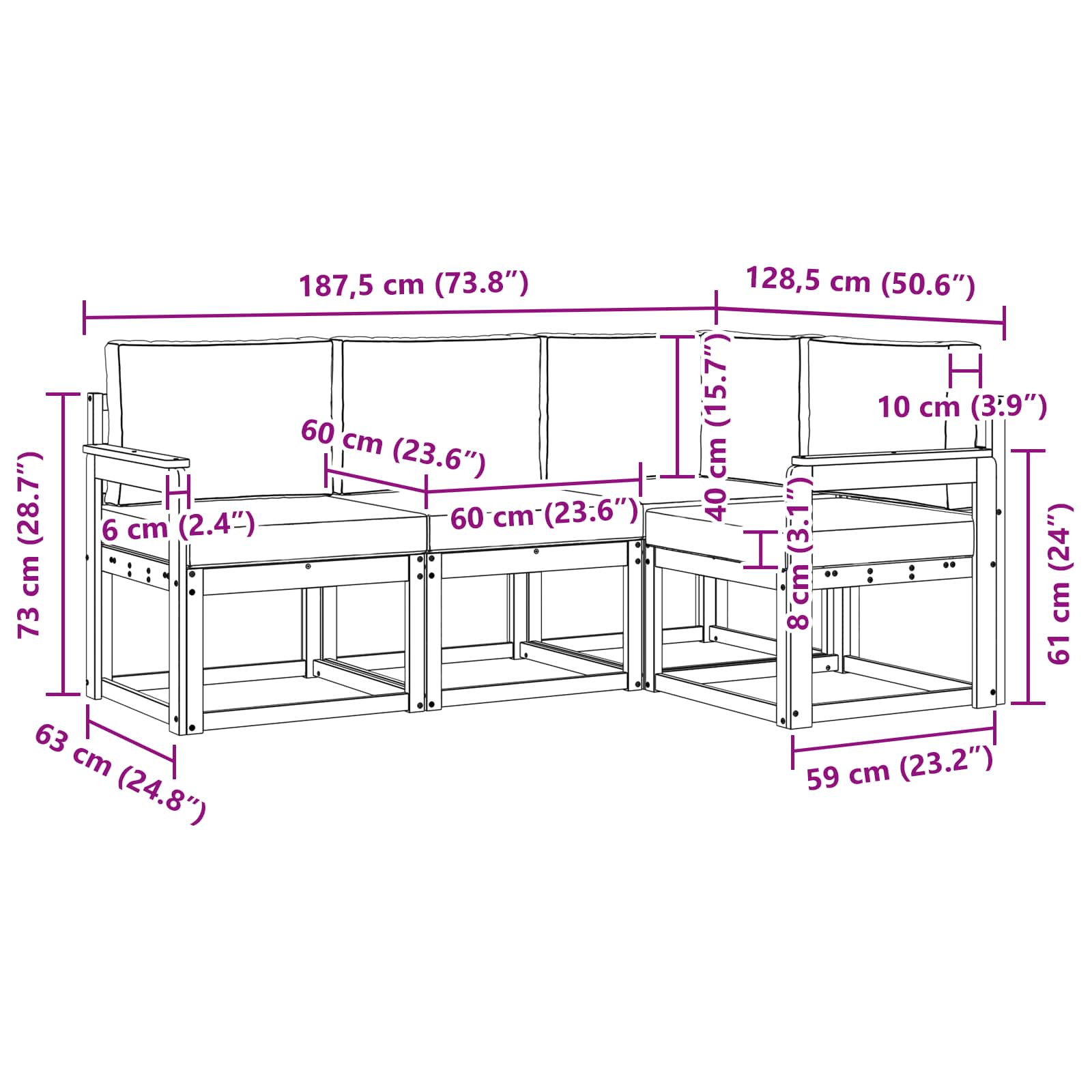 Outdoor-Sofagarnitur 4 stk. Natur und Anthrazit