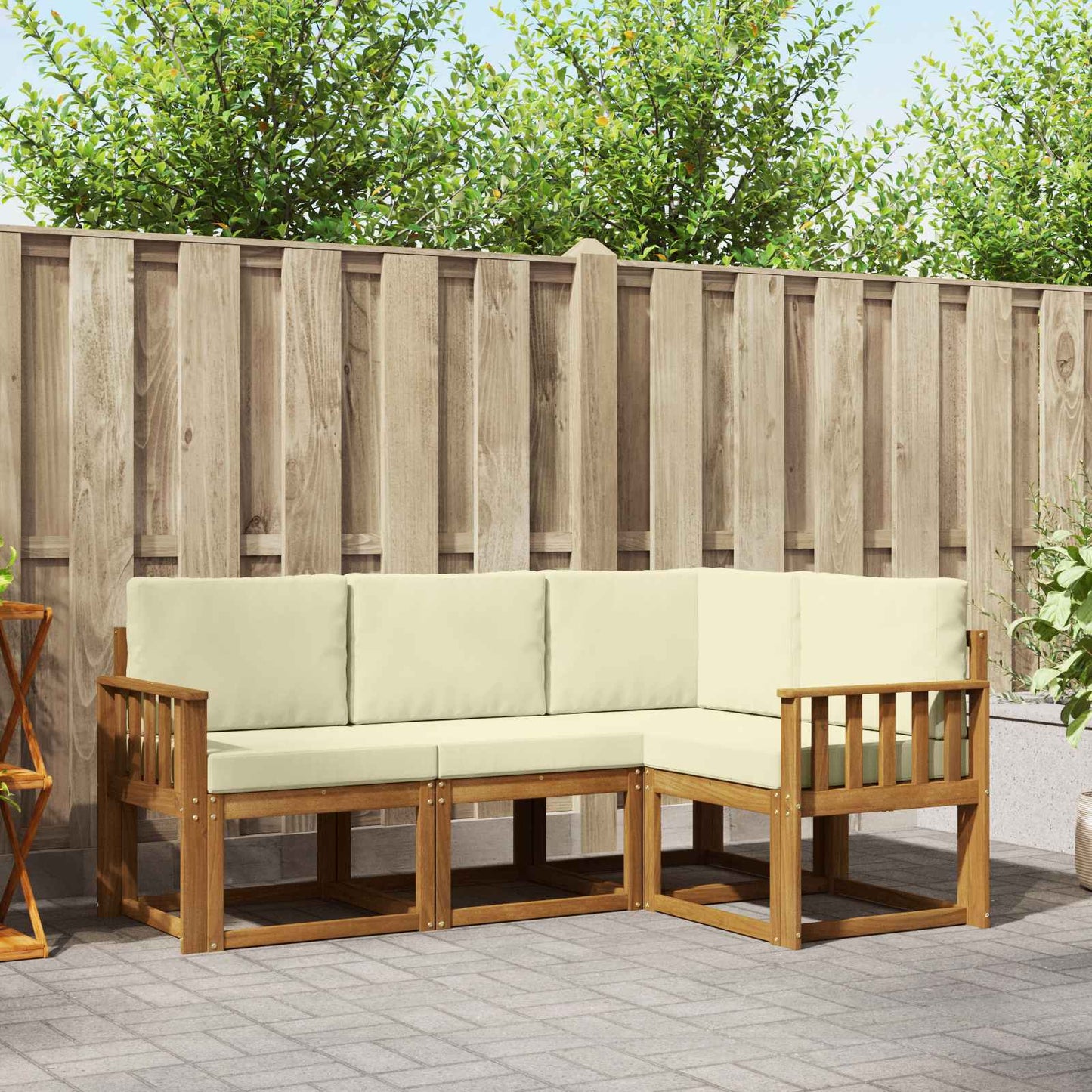 Outdoor-Sofagarnitur 4 stk. Natur und Creme