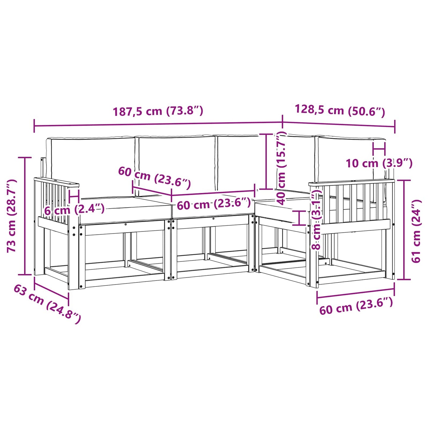 Outdoor-Sofagarnitur 4 stk. Natur und Creme