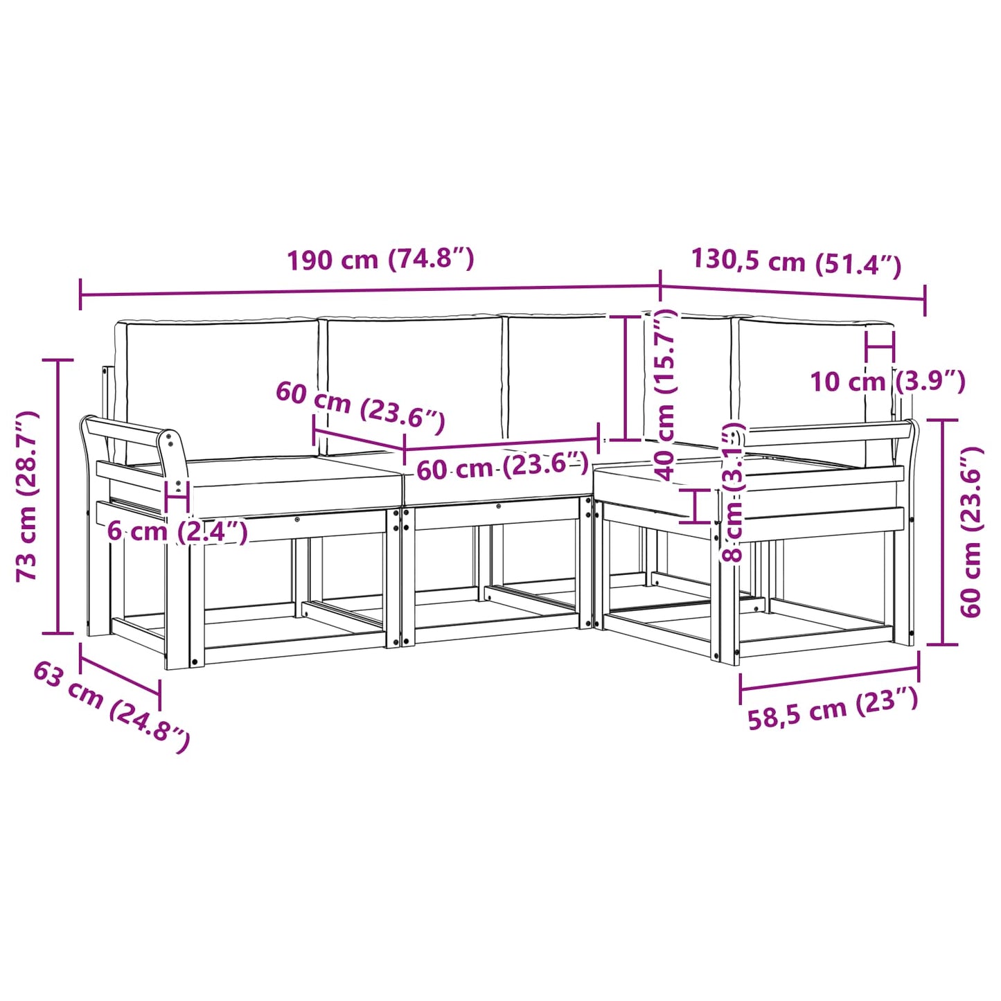 Outdoor-Sofagarnitur 4 stk. Natur und Creme