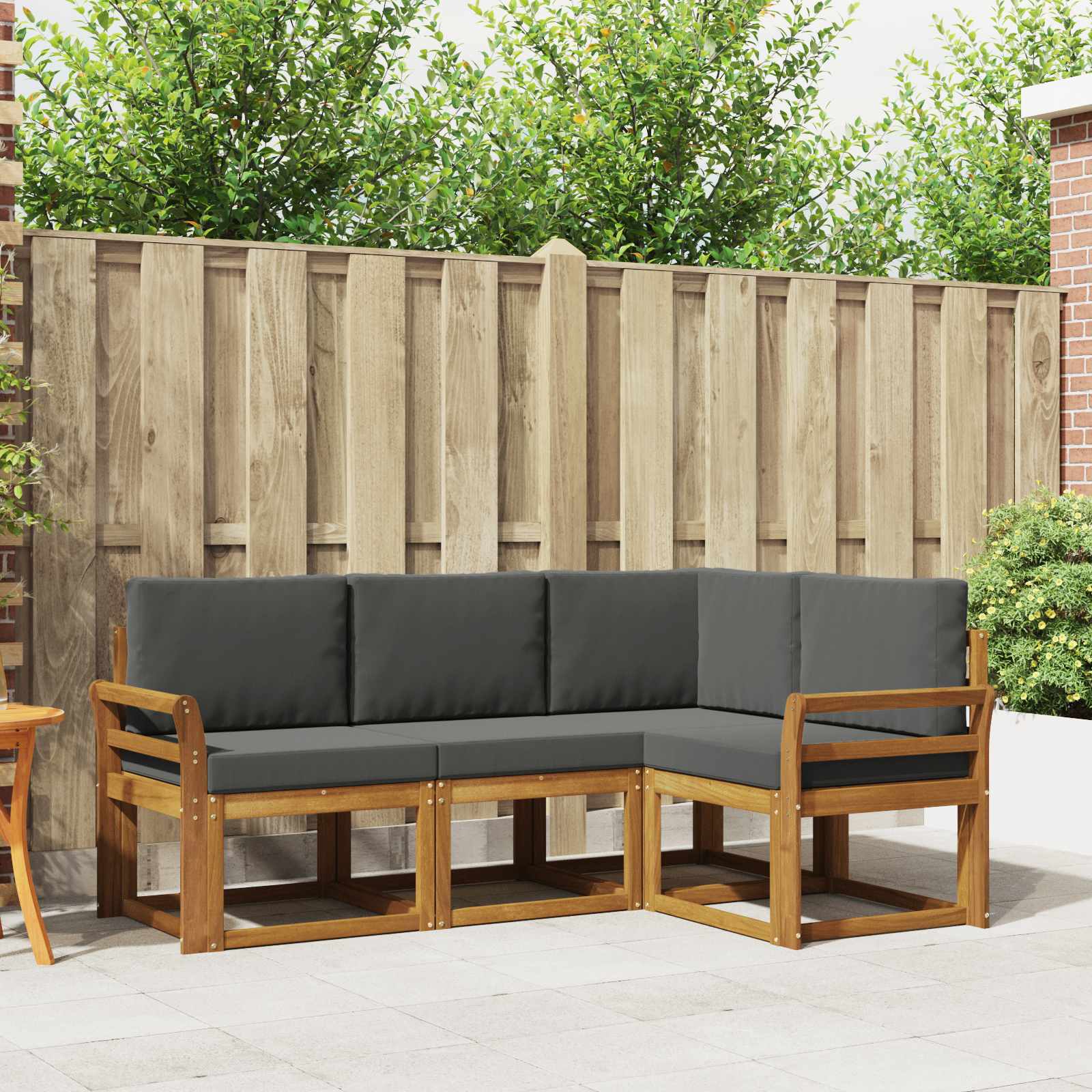 Outdoor-Sofagarnitur 4 stk. Natur und Anthrazit