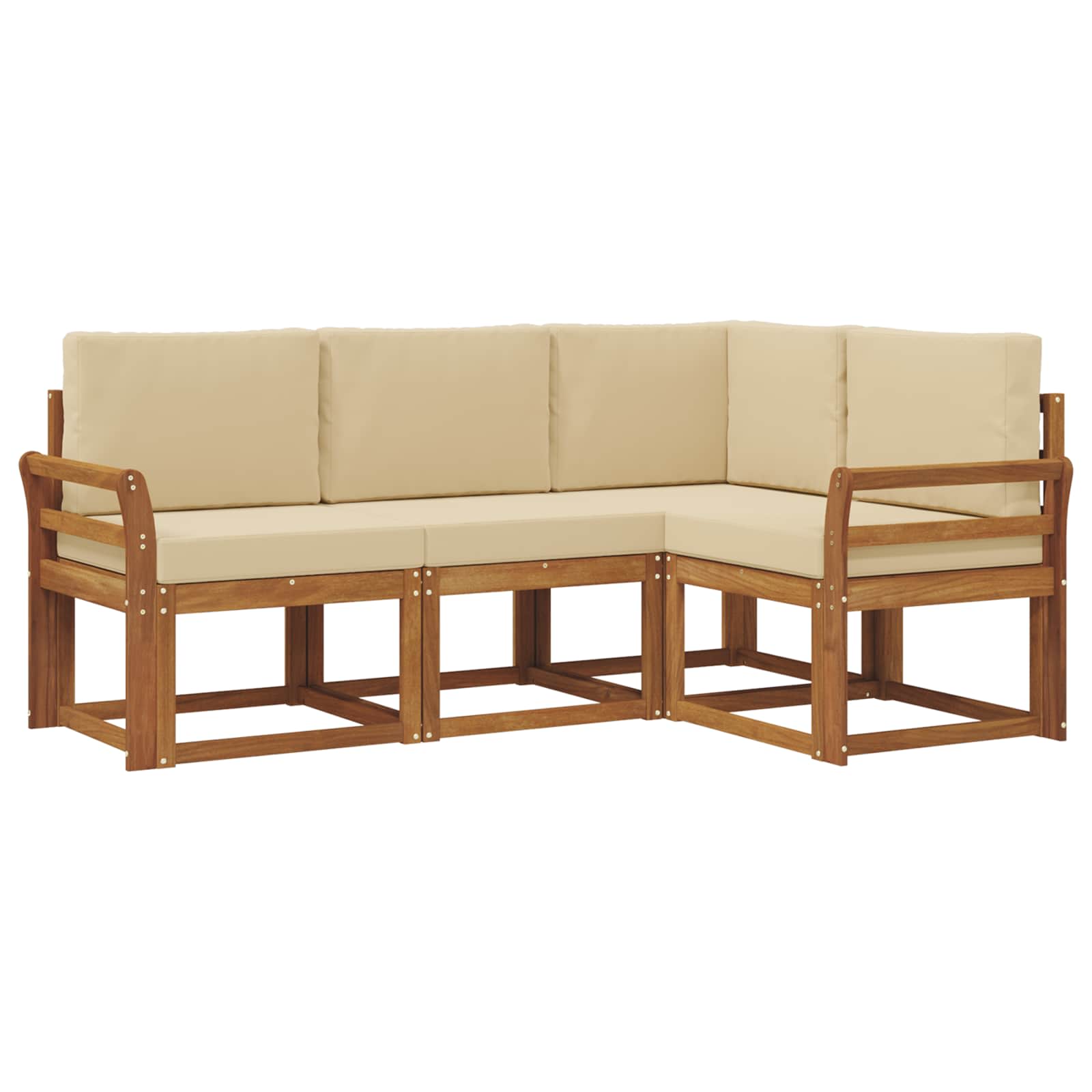Outdoor-Sofagarnitur mit Kissen 4 pcs Natur und Beige
