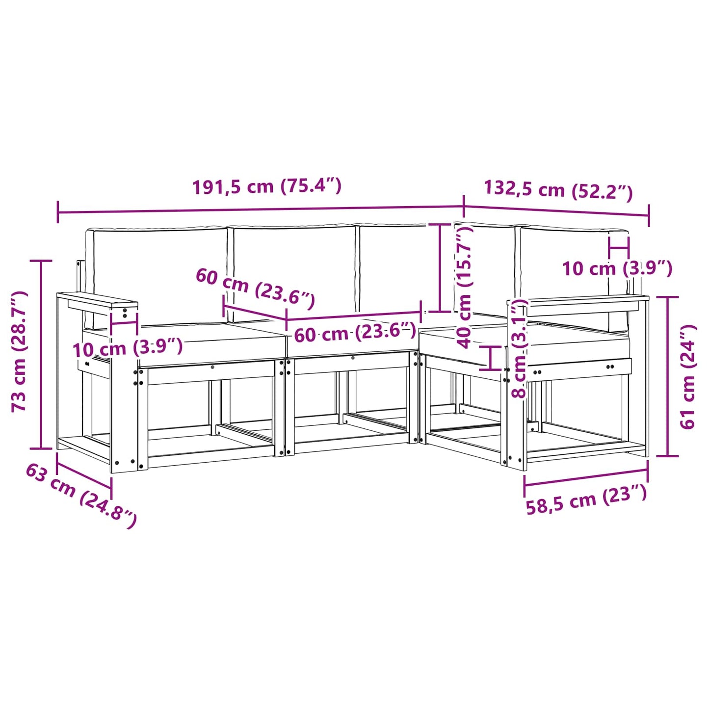 Outdoor-Sofagarnitur 4 stk. Natur und Creme