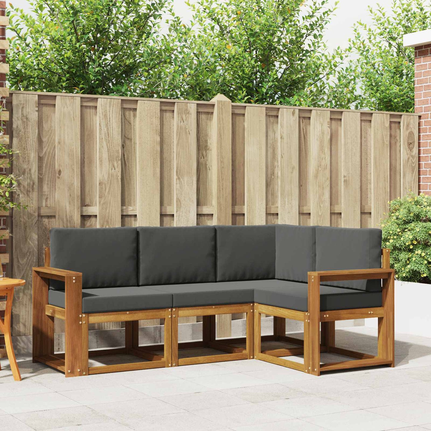 Outdoor-Sofagarnitur 4 stk. Natur und Anthrazit