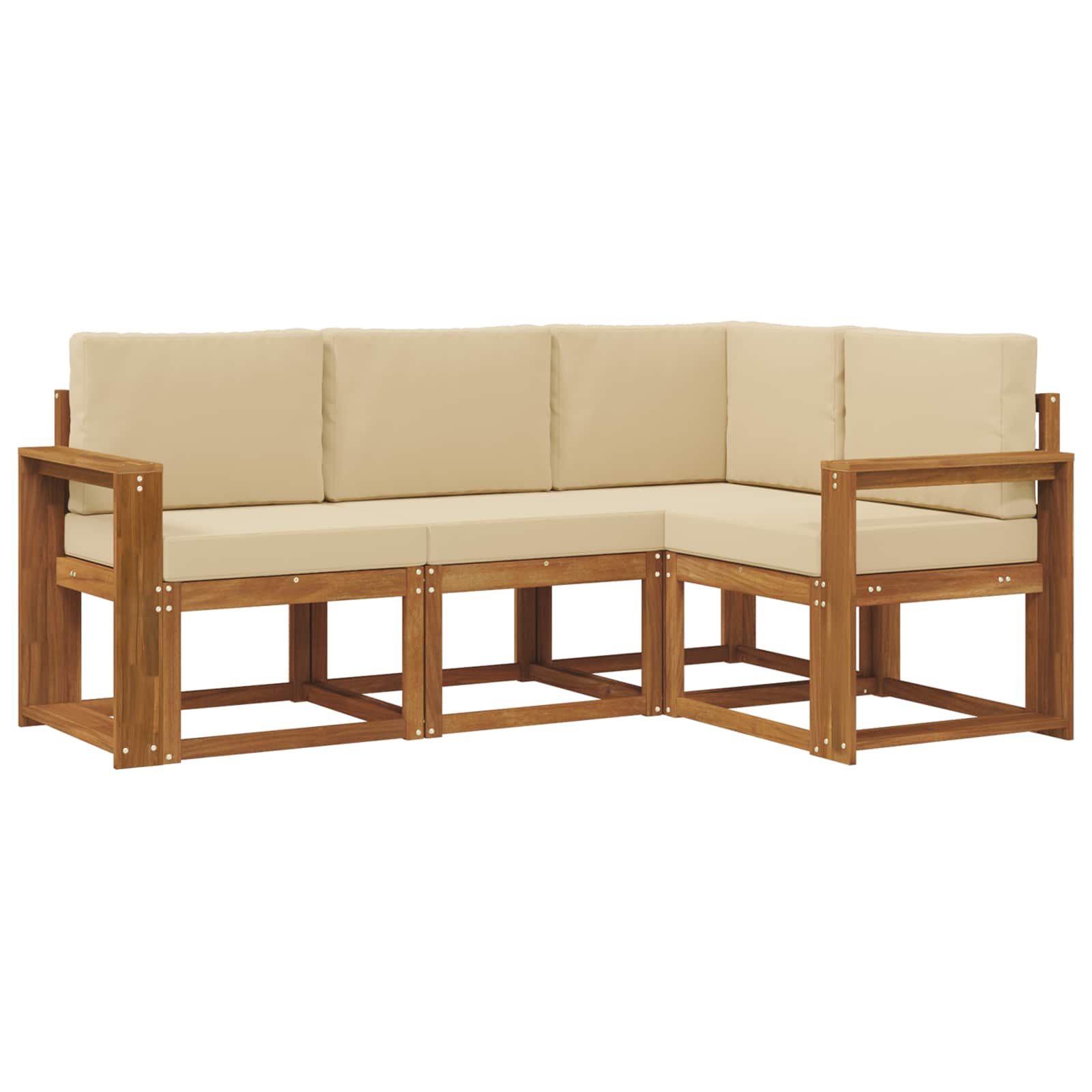 Outdoor-Sofagarnitur mit Kissen 4 pcs Natur und Beige