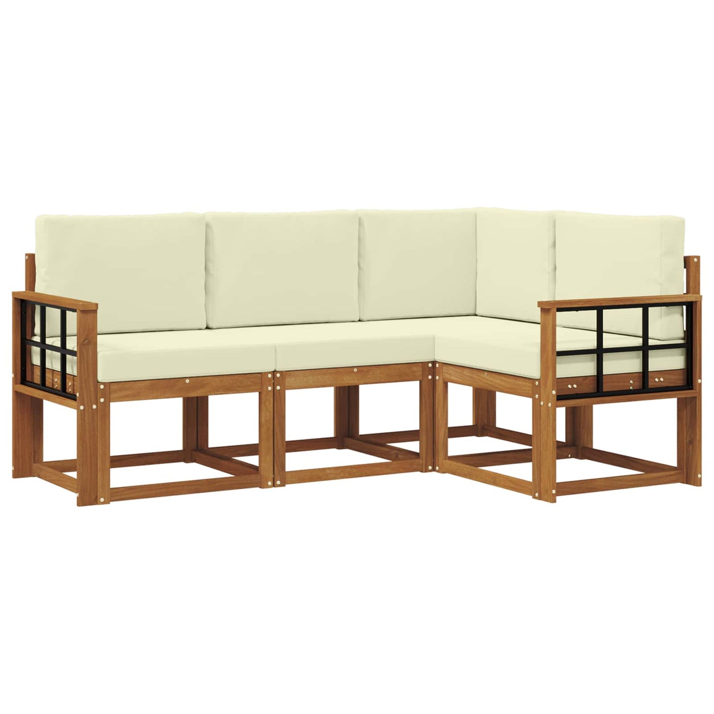 Outdoor-Sofagarnitur 4 stk. Natur und Creme