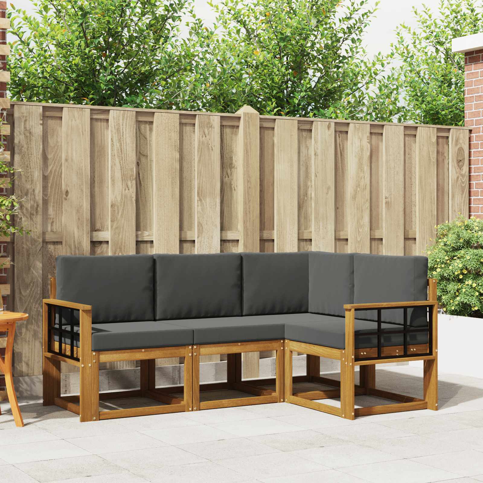 Outdoor-Sofagarnitur 4 stk. Natur und Anthrazit