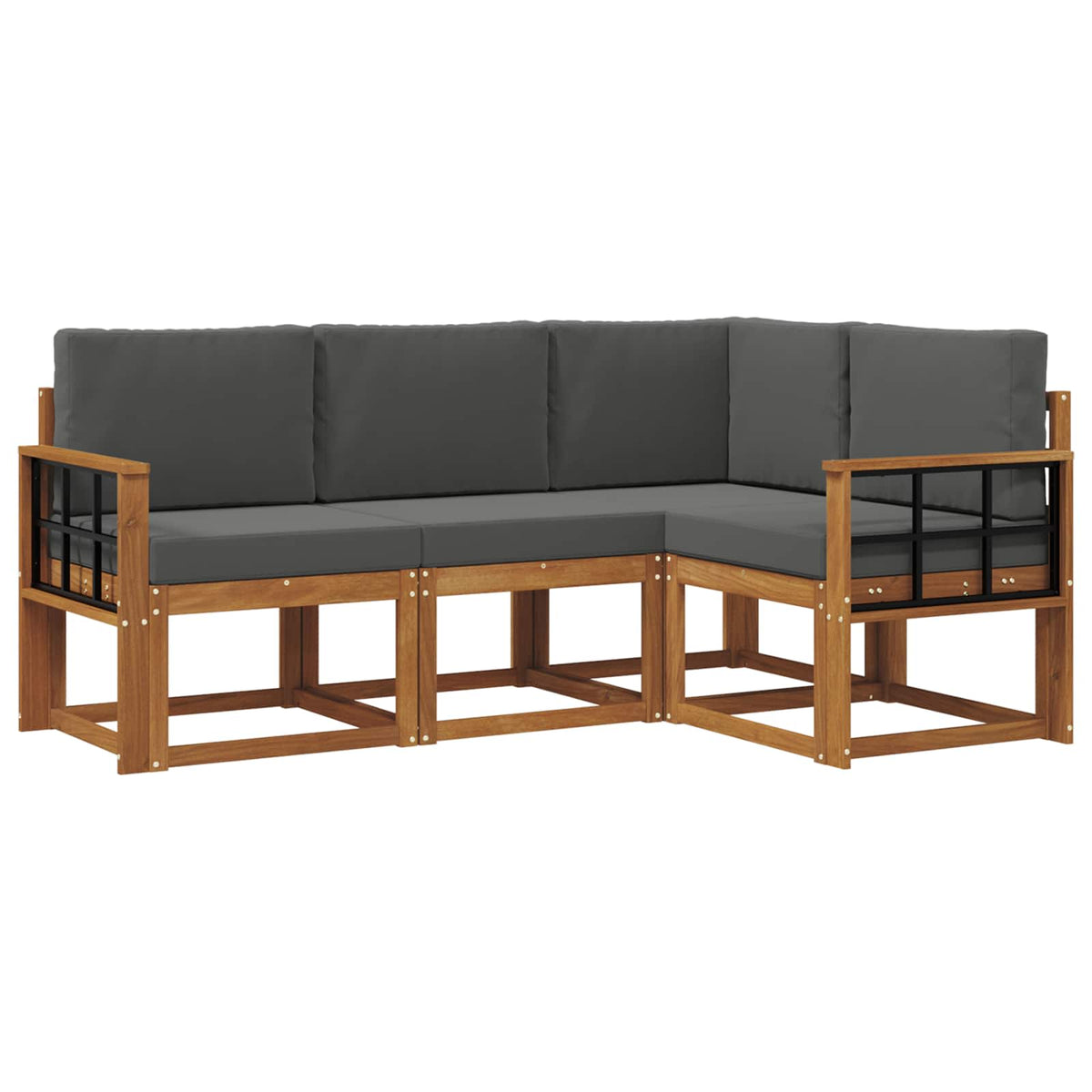 Outdoor-Sofagarnitur 4 stk. Natur und Anthrazit