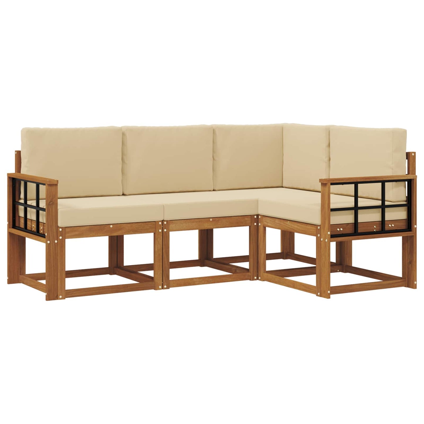 Outdoor-Sofagarnitur mit Kissen 4 pcs Natur und Beige