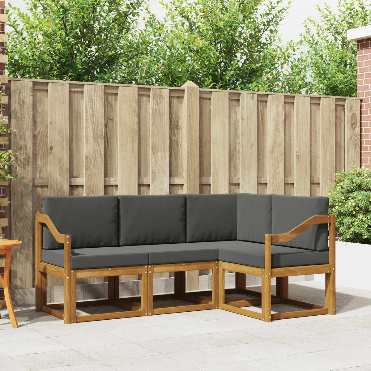 Outdoor-Sofagarnitur 4 stk. Natur und Anthrazit