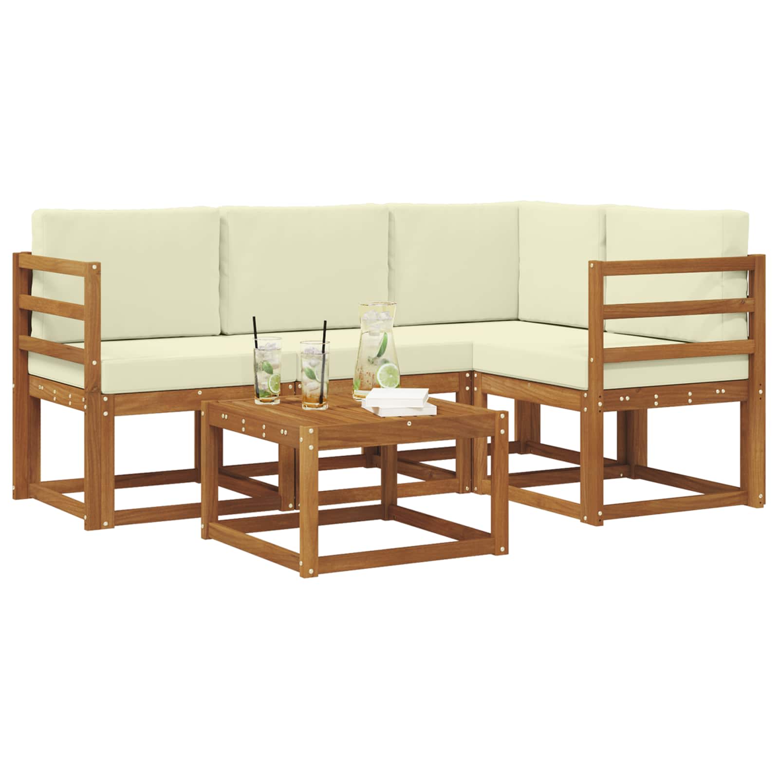 Outdoor-Sofagarnitur 5 stk. Natur und Creme