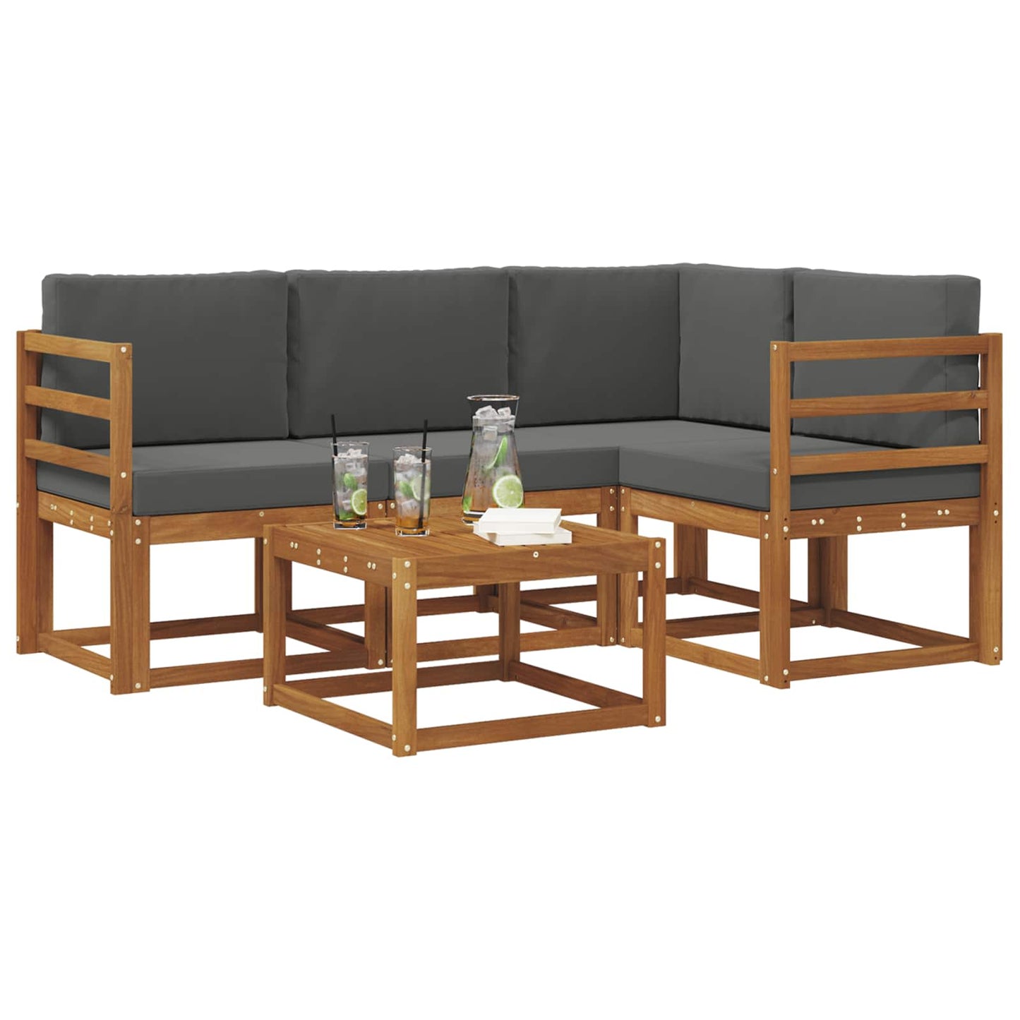 Outdoor-Sofagarnitur 5 stk. Natur und Anthrazit
