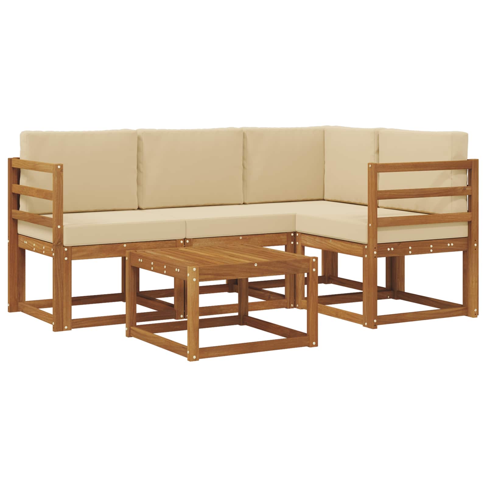 Outdoor-Sofagarnitur mit Kissen 5 pcs Natur und Beige