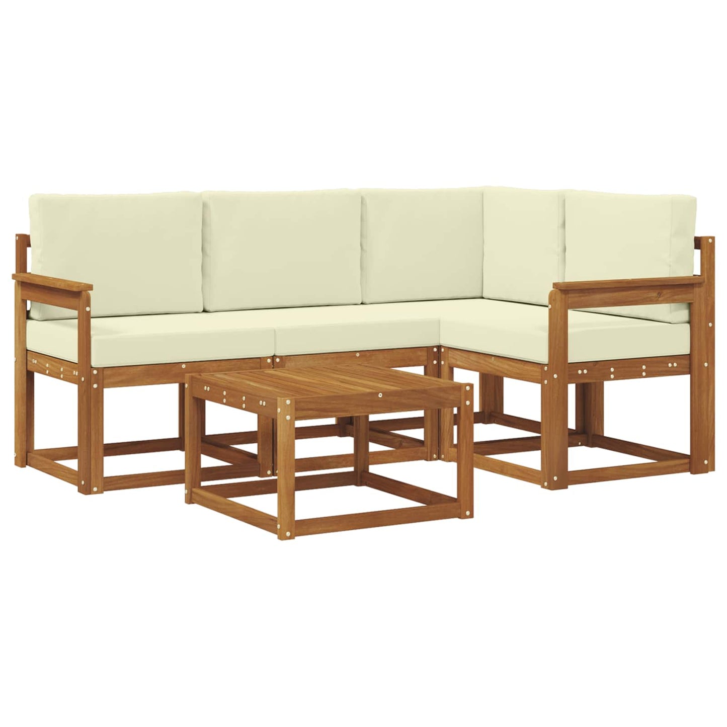 Outdoor-Sofagarnitur 5 stk. Natur und Creme
