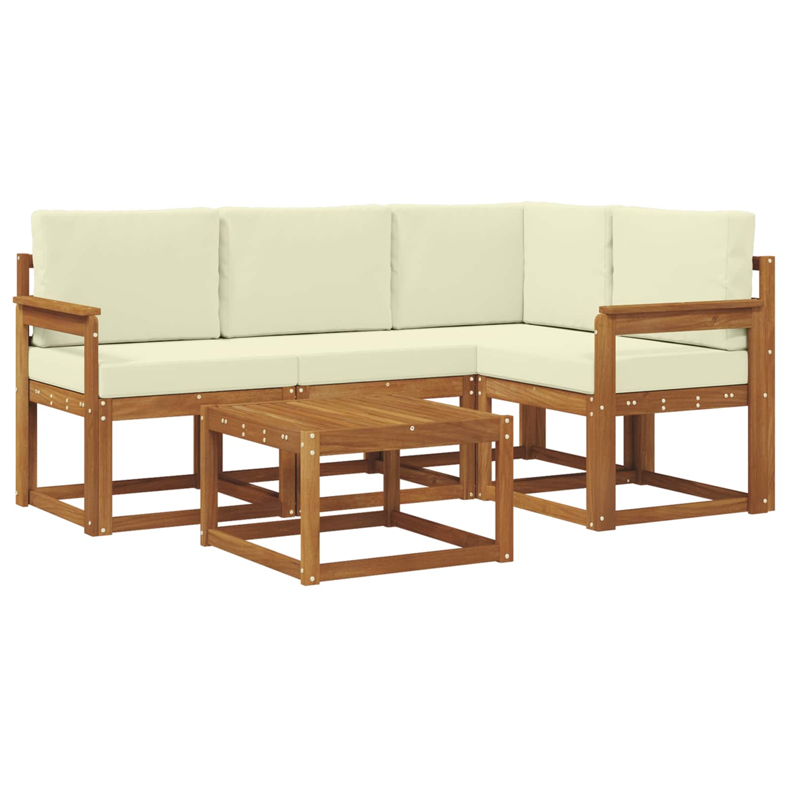 Outdoor-Sofagarnitur 5 stk. Natur und Creme