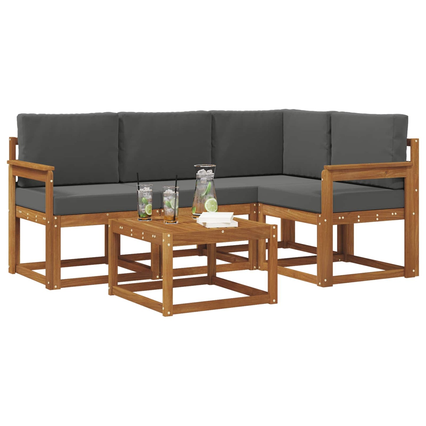 Outdoor-Sofagarnitur 5 stk. Natur und Anthrazit