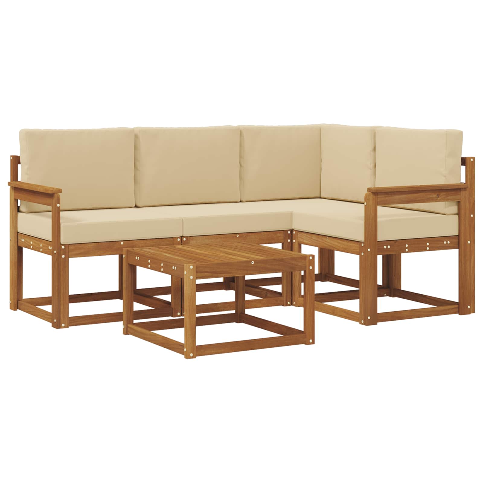 Outdoor-Sofagarnitur mit Kissen 5 pcs Natur und Beige