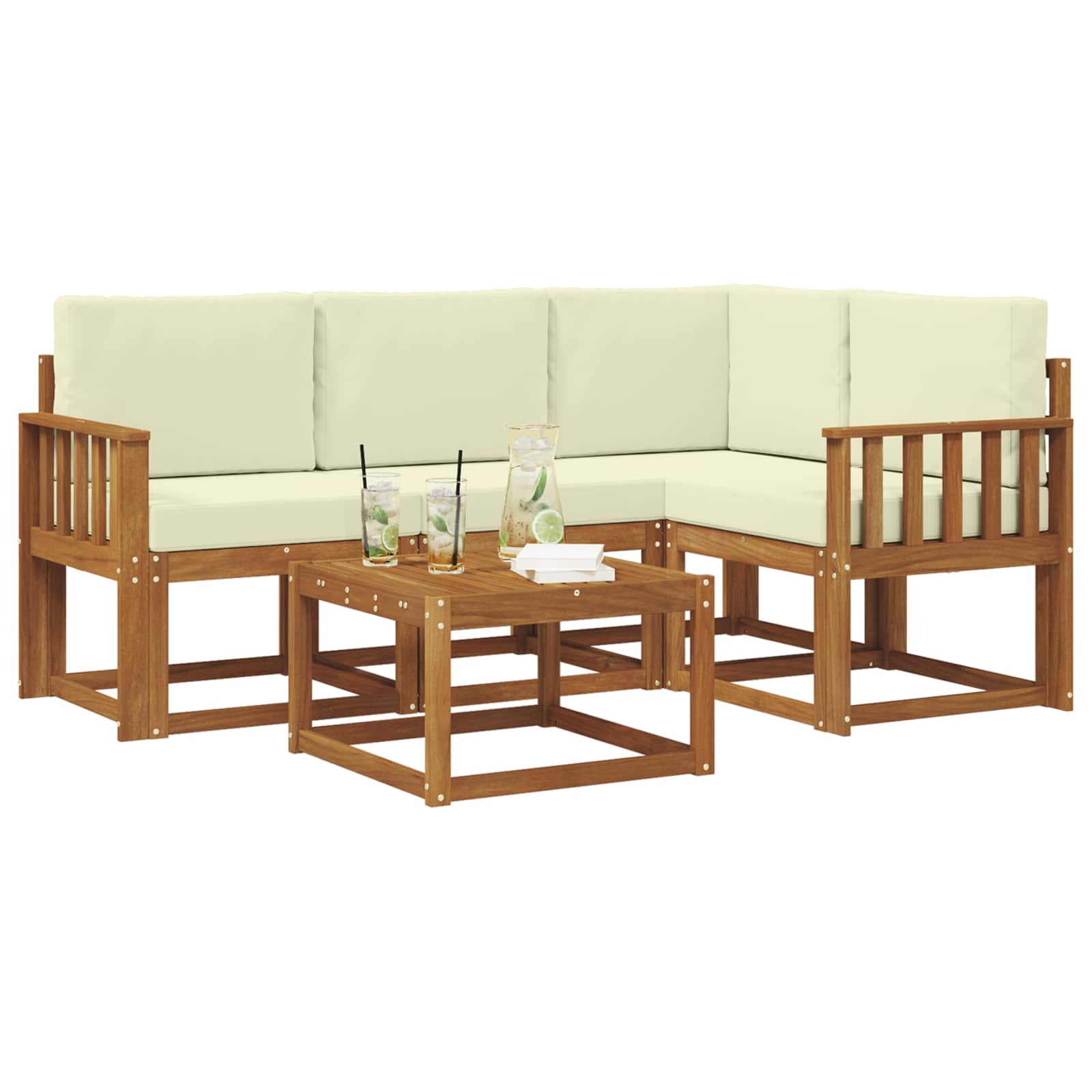 Outdoor-Sofagarnitur 5 stk. Natur und Creme