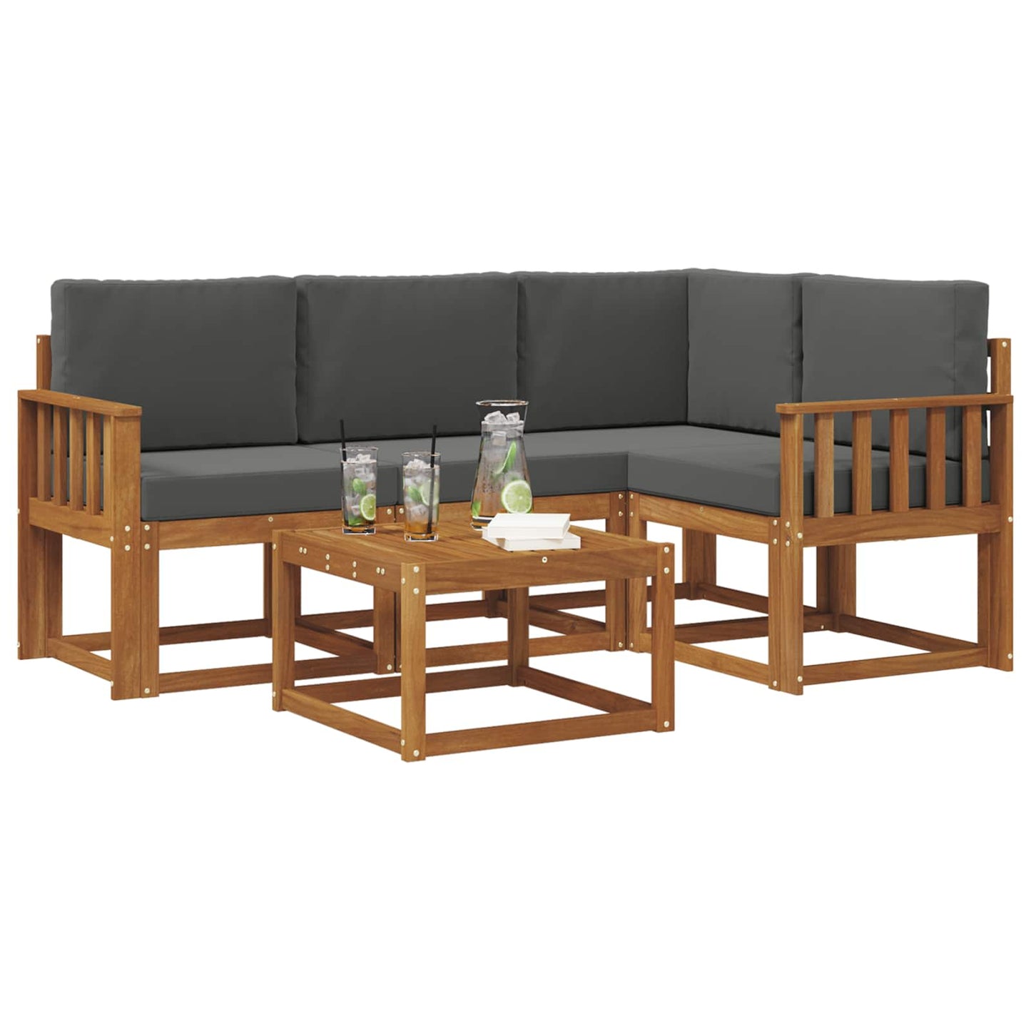 Outdoor-Sofagarnitur 5 stk. Natur und Anthrazit