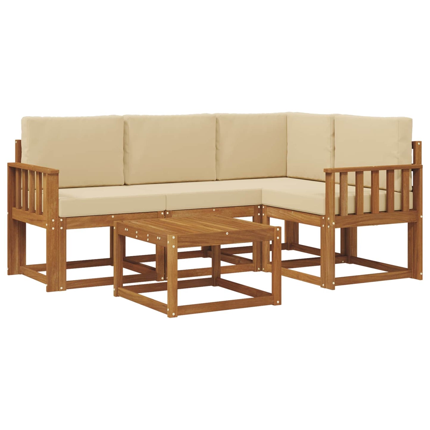 Outdoor-Sofagarnitur mit Kissen 5 pcs Natur und Beige