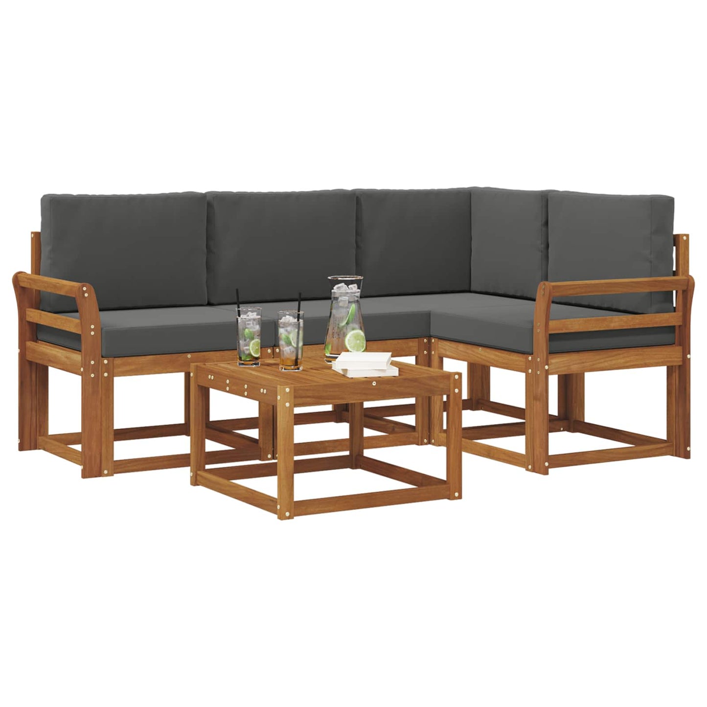 Outdoor-Sofagarnitur 5 stk. Natur und Anthrazit