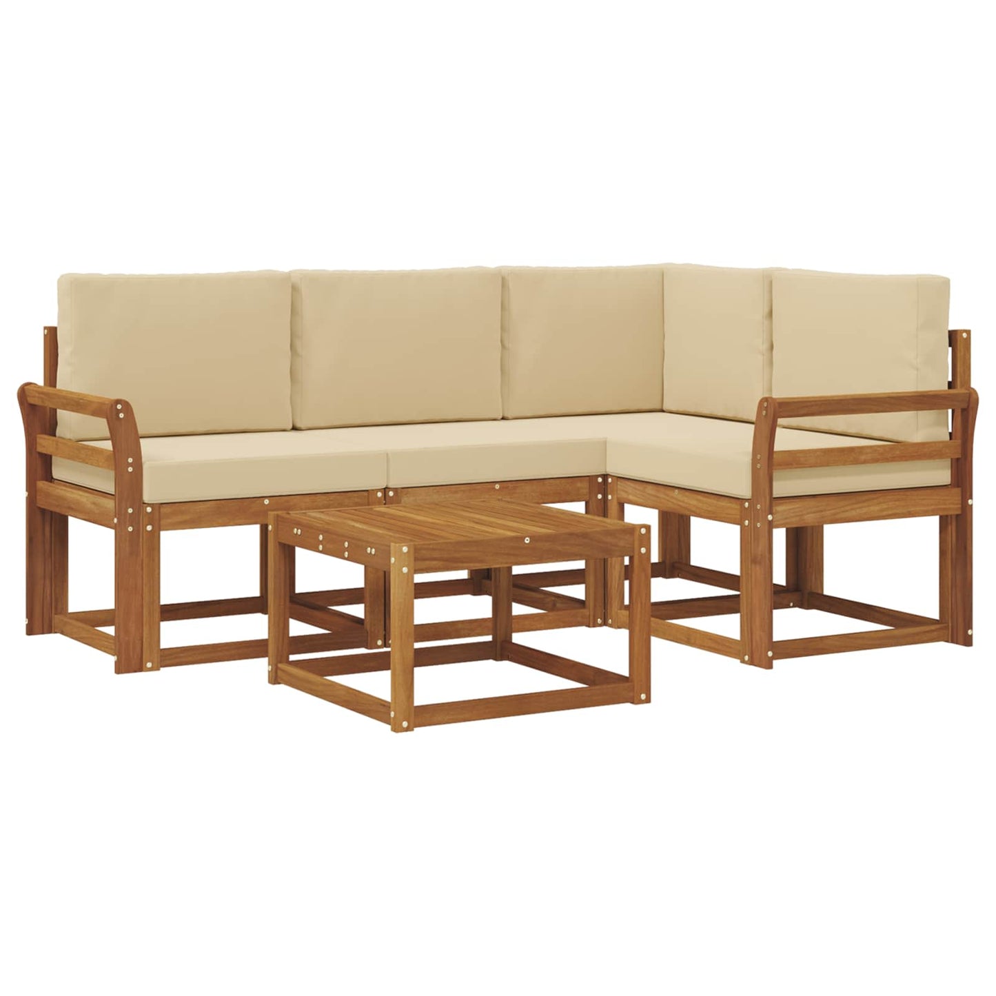 Outdoor-Sofagarnitur mit Kissen 5 pcs Natur und Beige