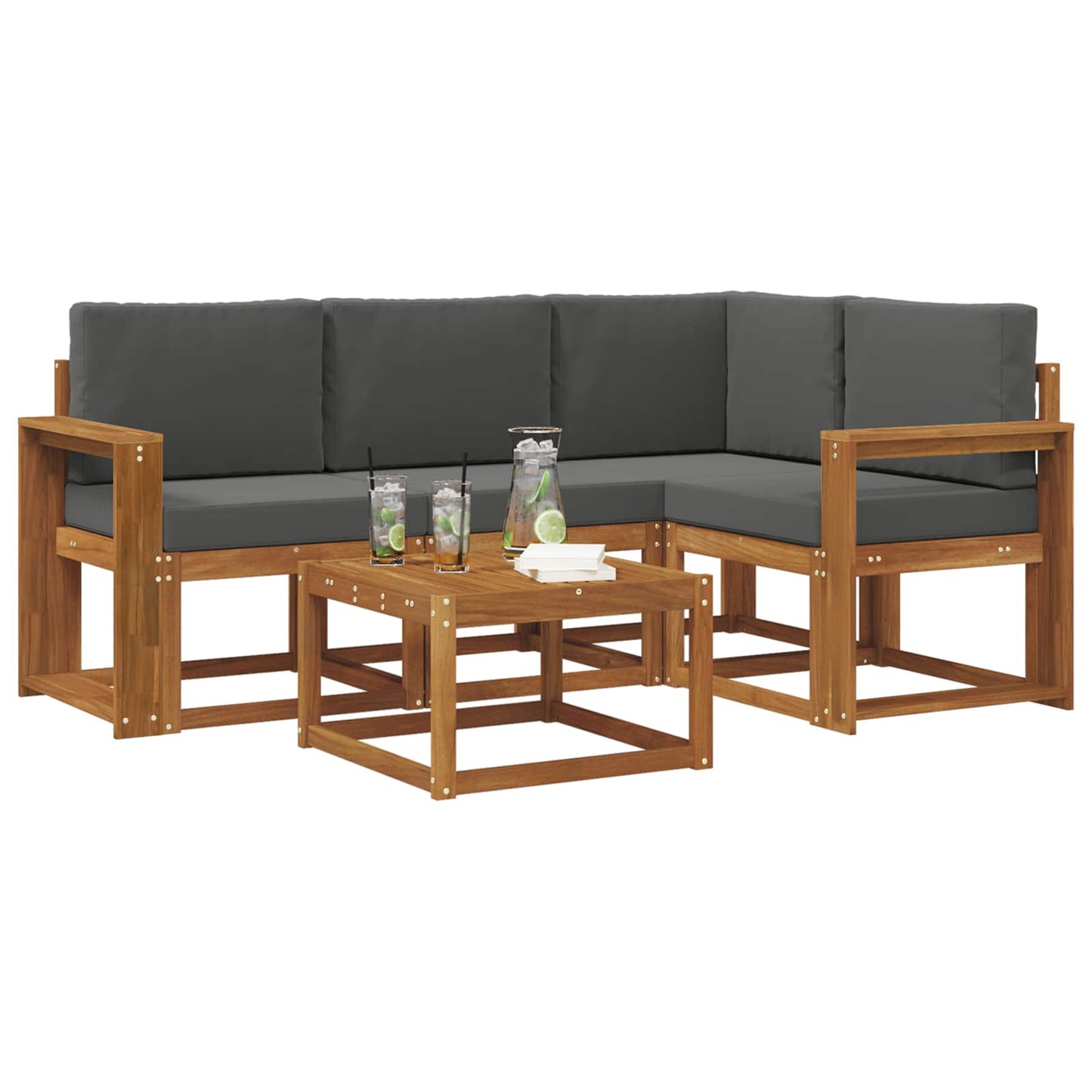 Outdoor-Sofagarnitur 5 stk. Natur und Anthrazit