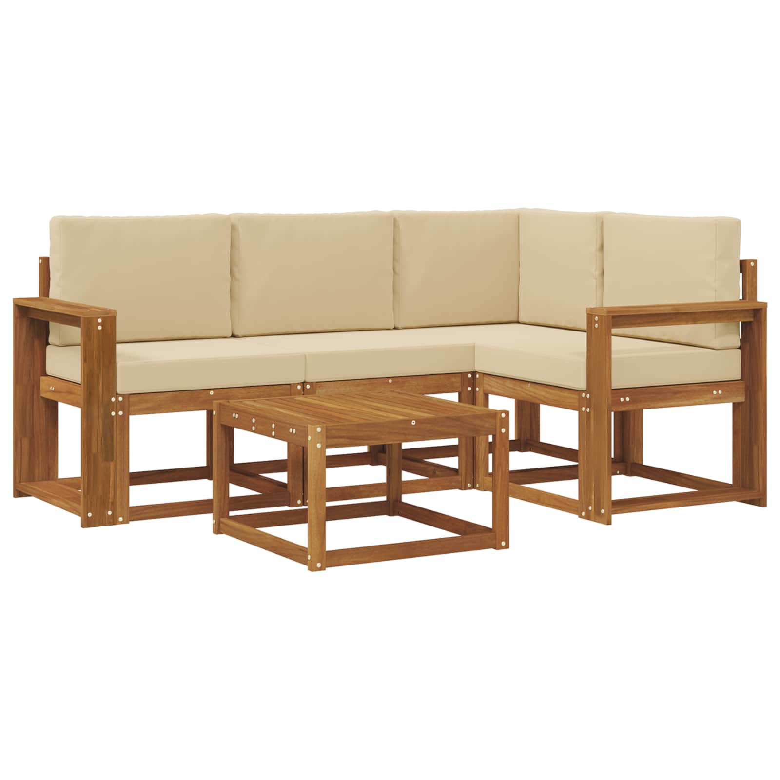 Outdoor-Sofagarnitur mit Kissen 5 pcs Natur und Beige