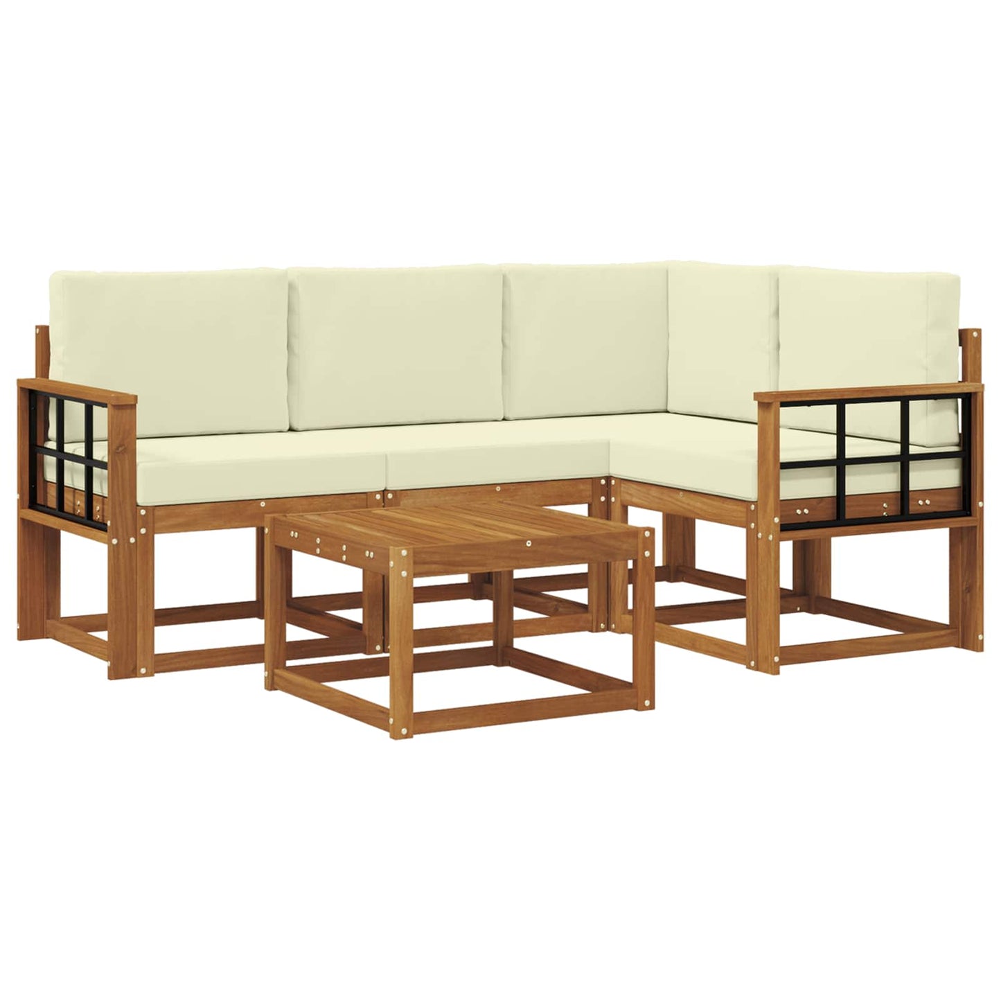 Outdoor-Sofagarnitur 5 stk. Natur und Creme