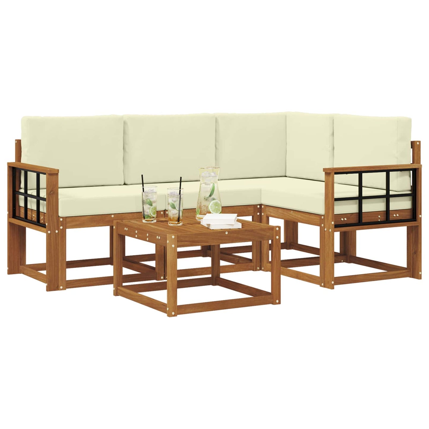 Outdoor-Sofagarnitur 5 stk. Natur und Creme