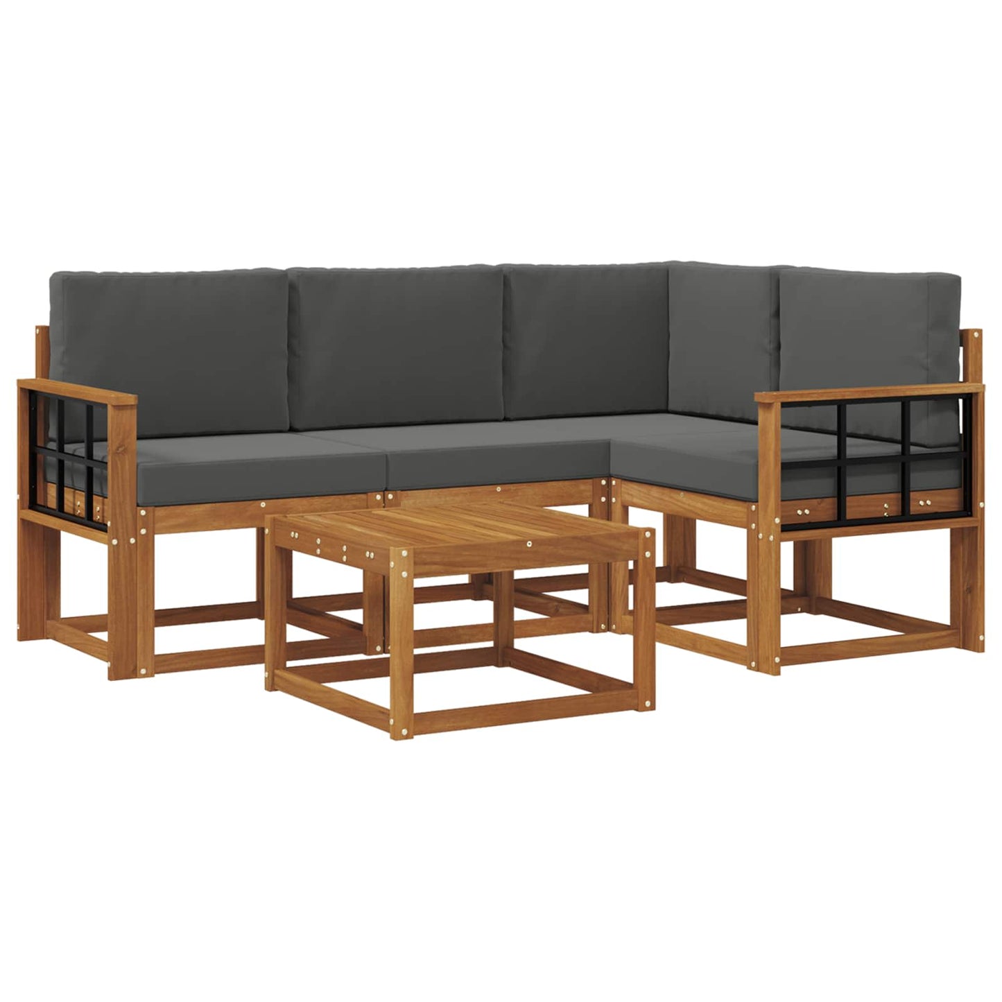 Outdoor-Sofagarnitur 5 stk. Natur und Anthrazit