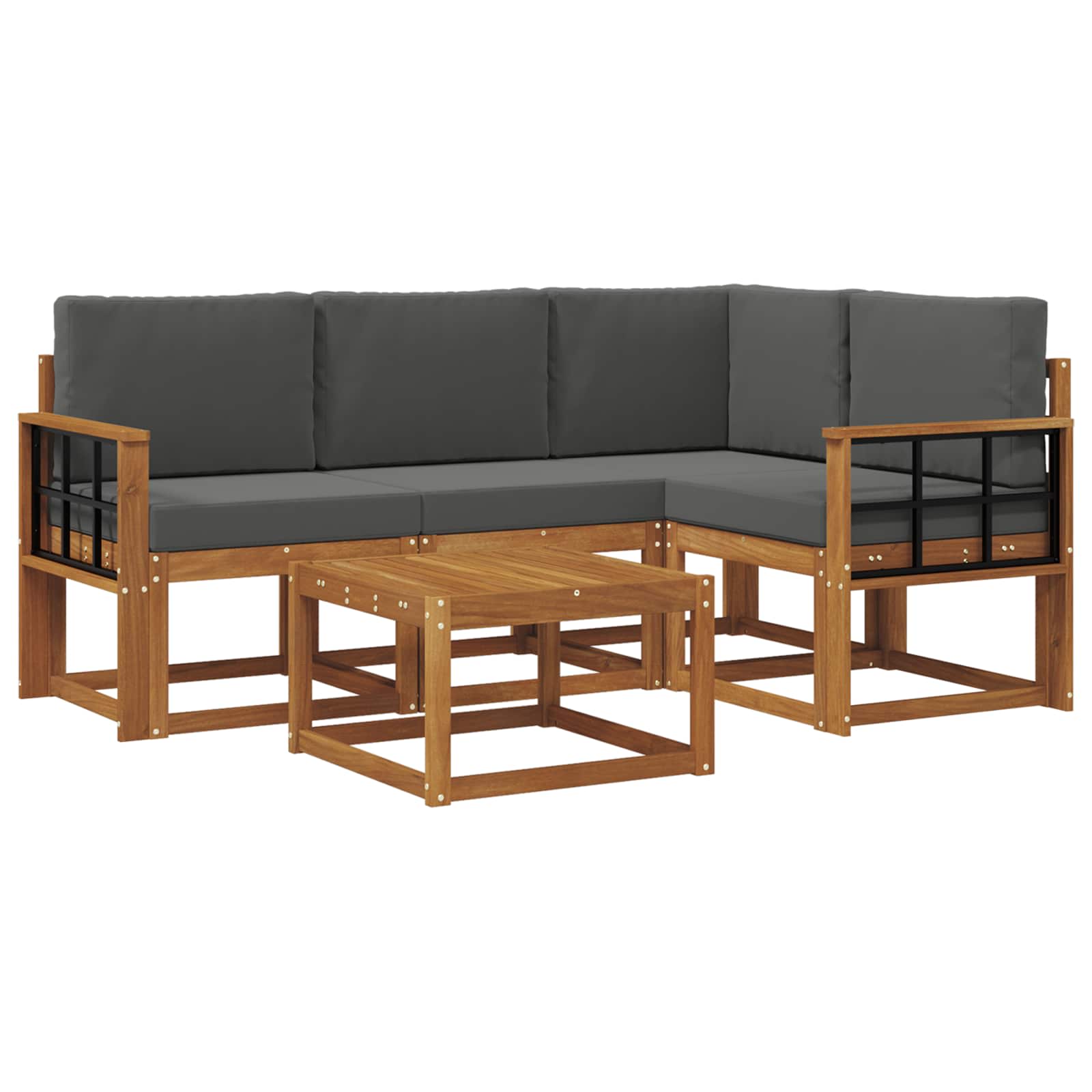 Outdoor-Sofagarnitur 5 stk. Natur und Anthrazit