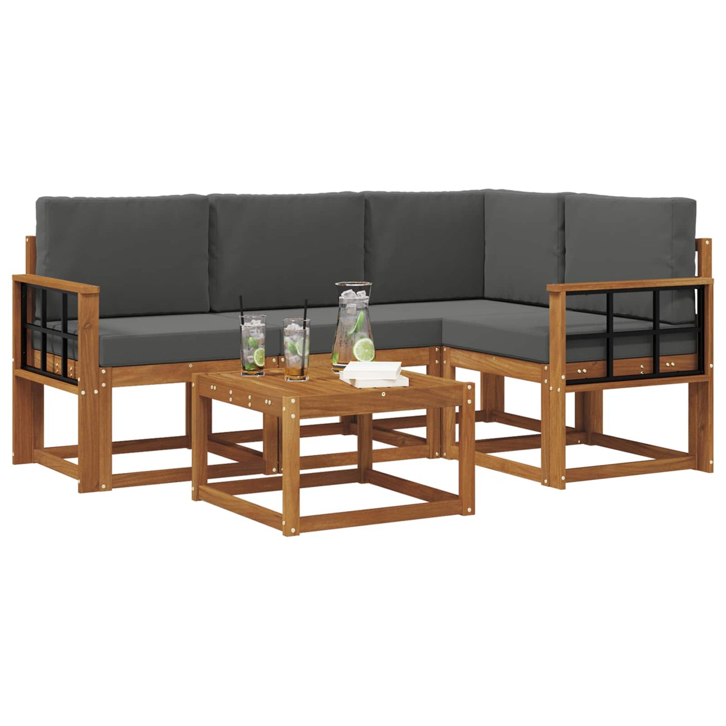 Outdoor-Sofagarnitur 5 stk. Natur und Anthrazit