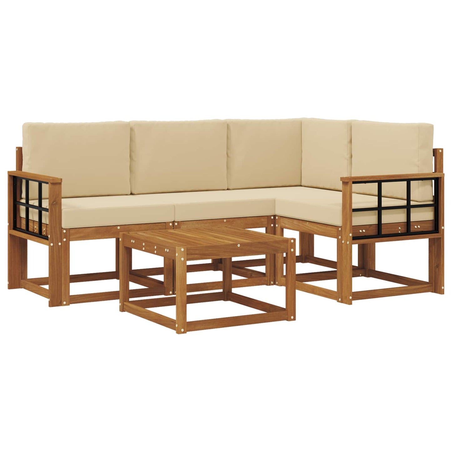 Outdoor-Sofagarnitur mit Kissen 5 pcs Natur und Beige