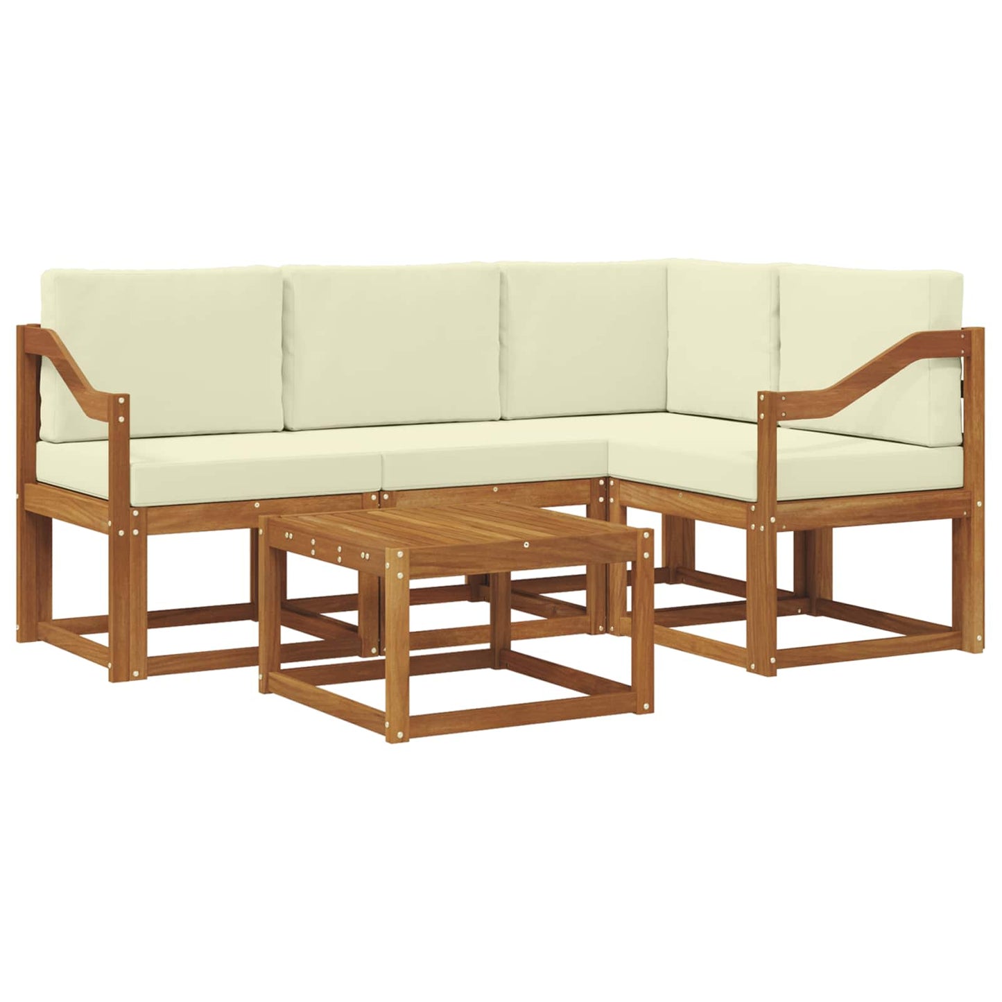 Outdoor-Sofagarnitur 5 stk. Natur und Creme