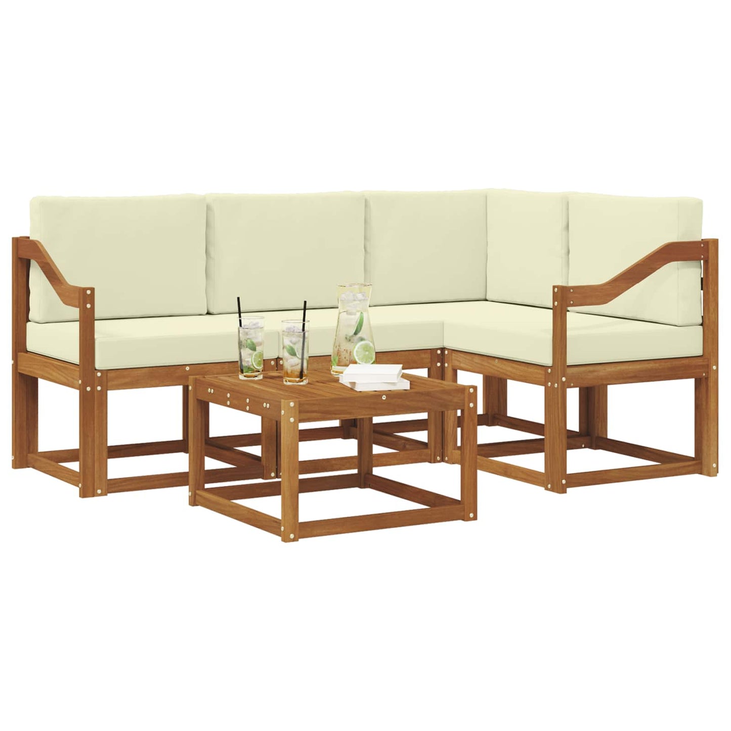 Outdoor-Sofagarnitur 5 stk. Natur und Creme