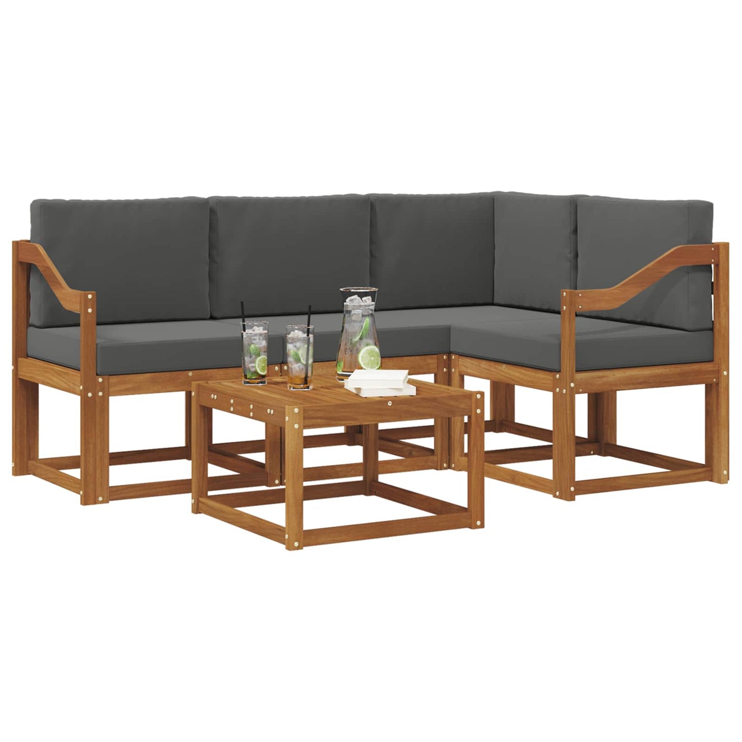 Outdoor-Sofagarnitur 5 stk. Natur und Anthrazit