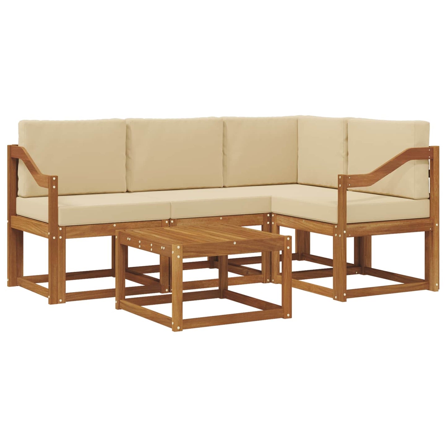 Outdoor-Sofagarnitur mit Kissen 5 pcs Natur und Beige