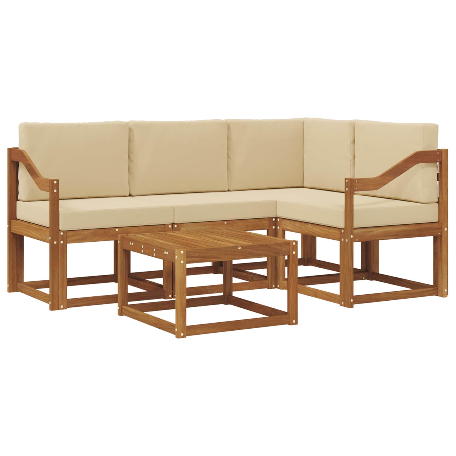 Outdoor-Sofagarnitur mit Kissen 5 pcs Natur und Beige