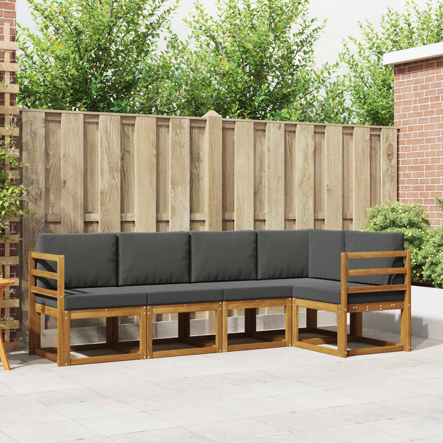 Outdoor-Sofagarnitur 5 stk. Natur und Anthrazit
