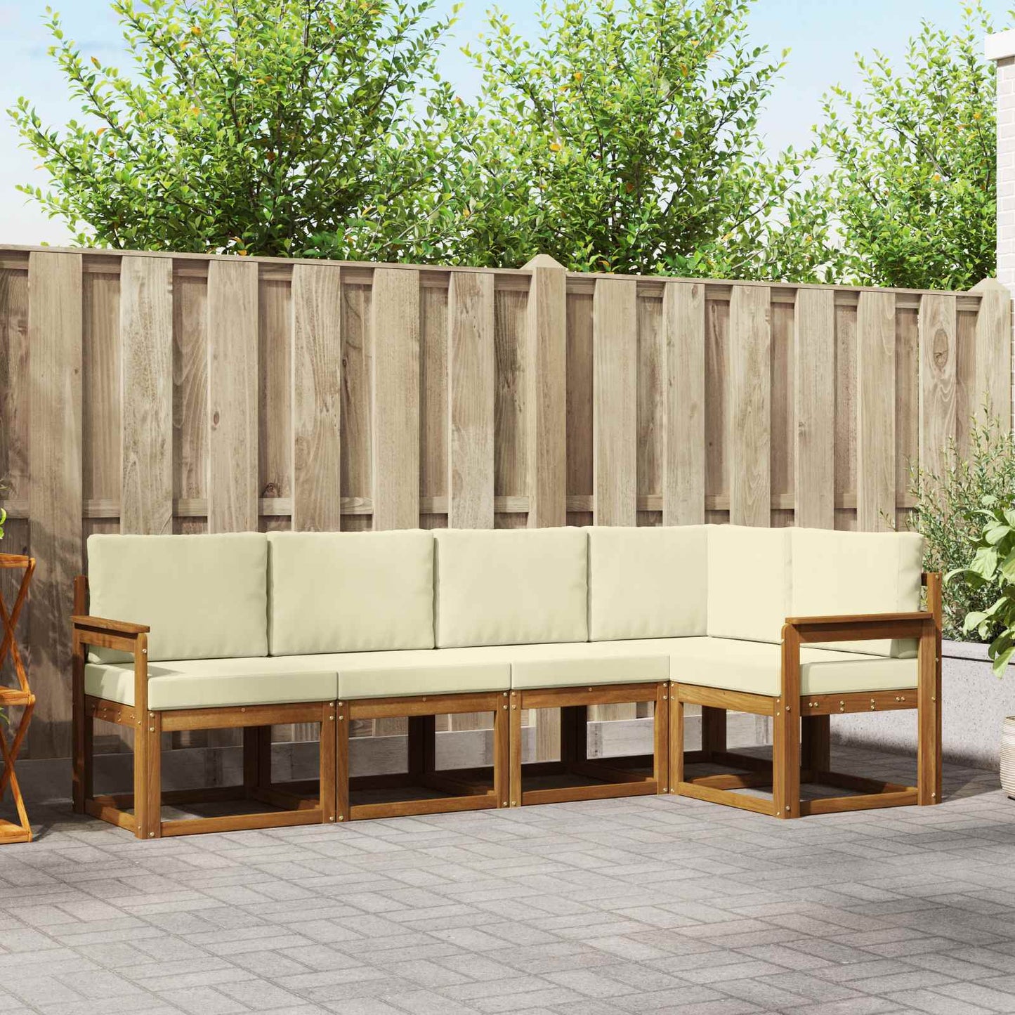 Outdoor-Sofagarnitur 5 stk. Natur und Creme