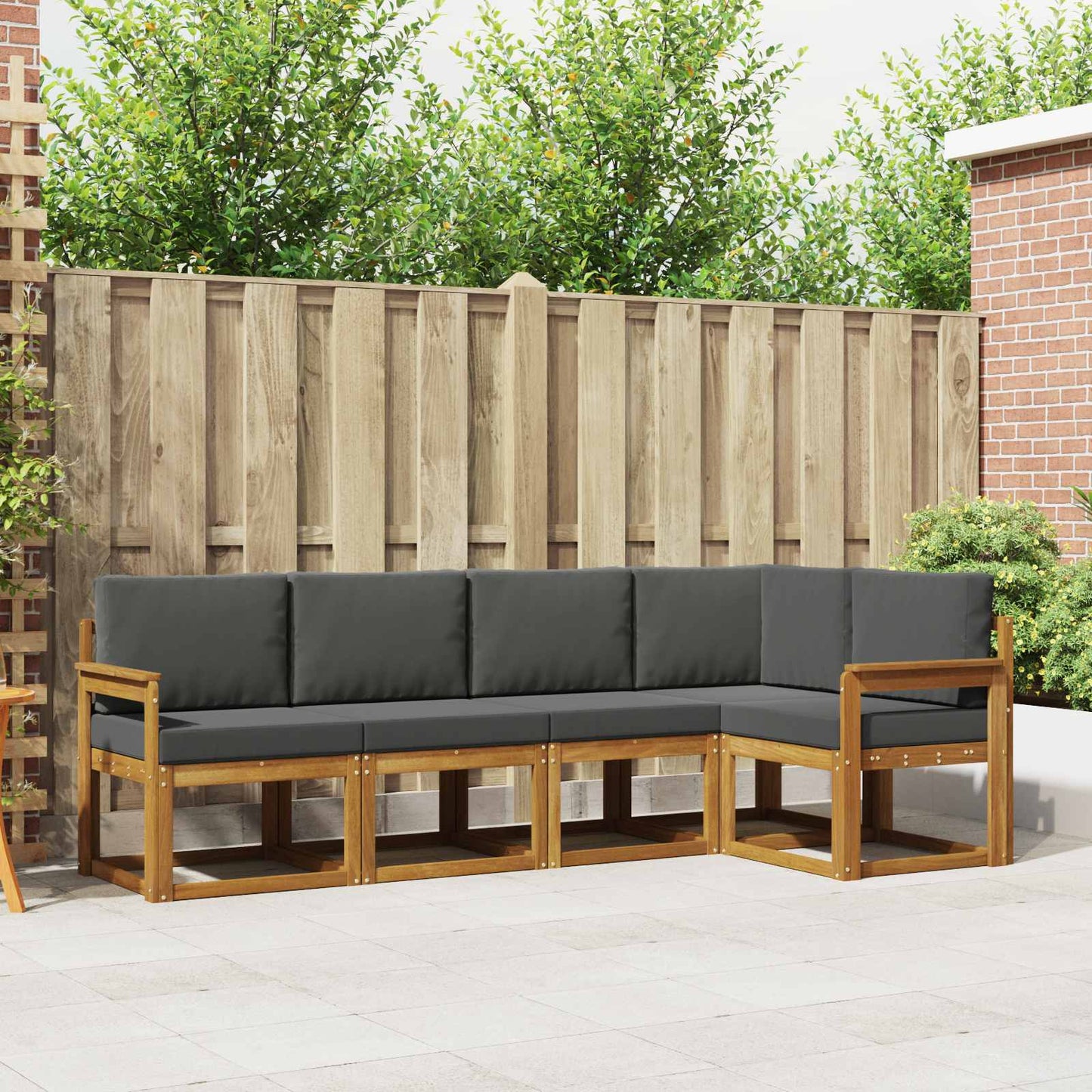 Outdoor-Sofagarnitur 5 stk. Natur und Anthrazit