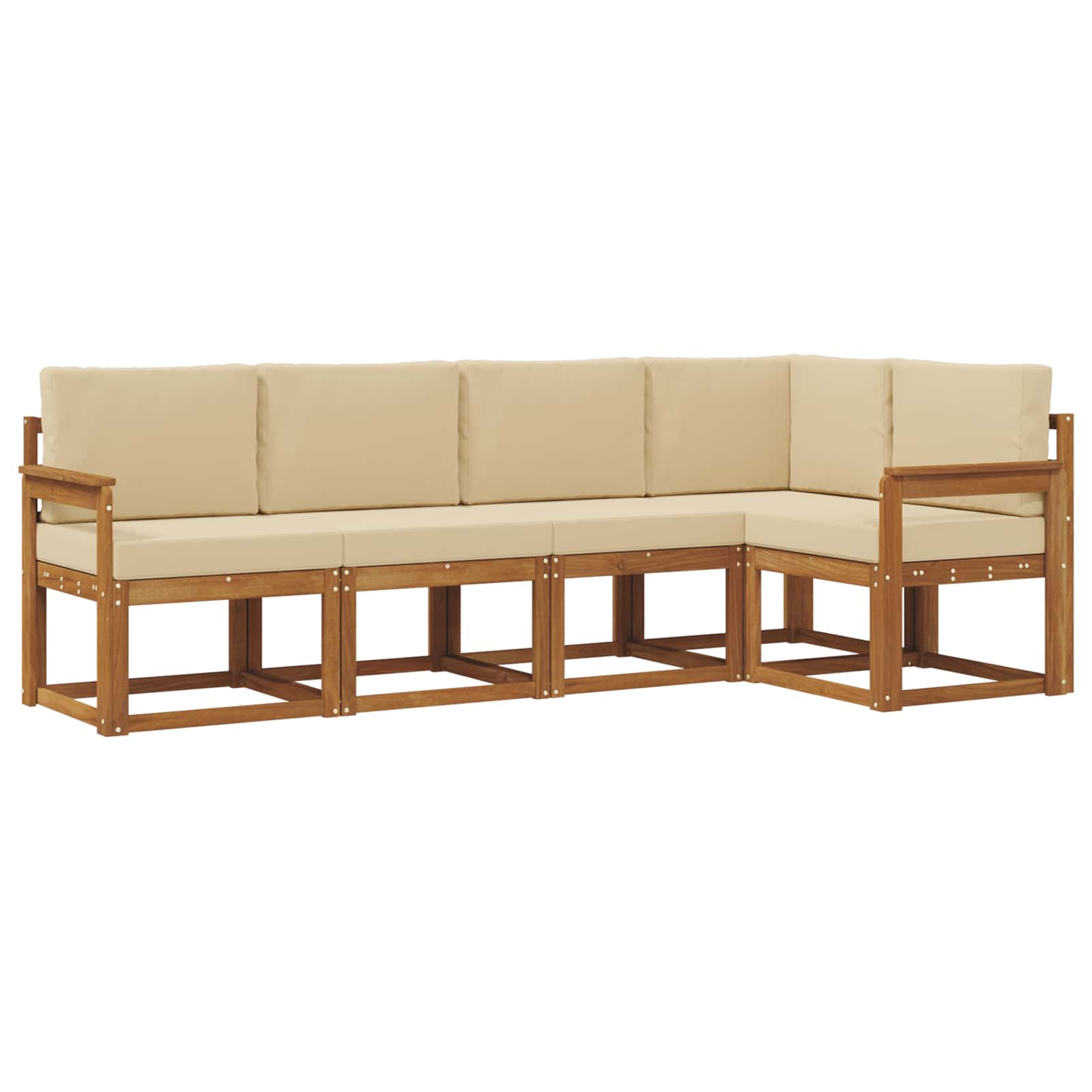 Outdoor-Sofagarnitur 5 stk. Natur und Beige